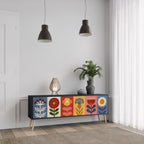 SCANDIC FLOWERET TV-Lowboard mit 3 Türen in Schwarz