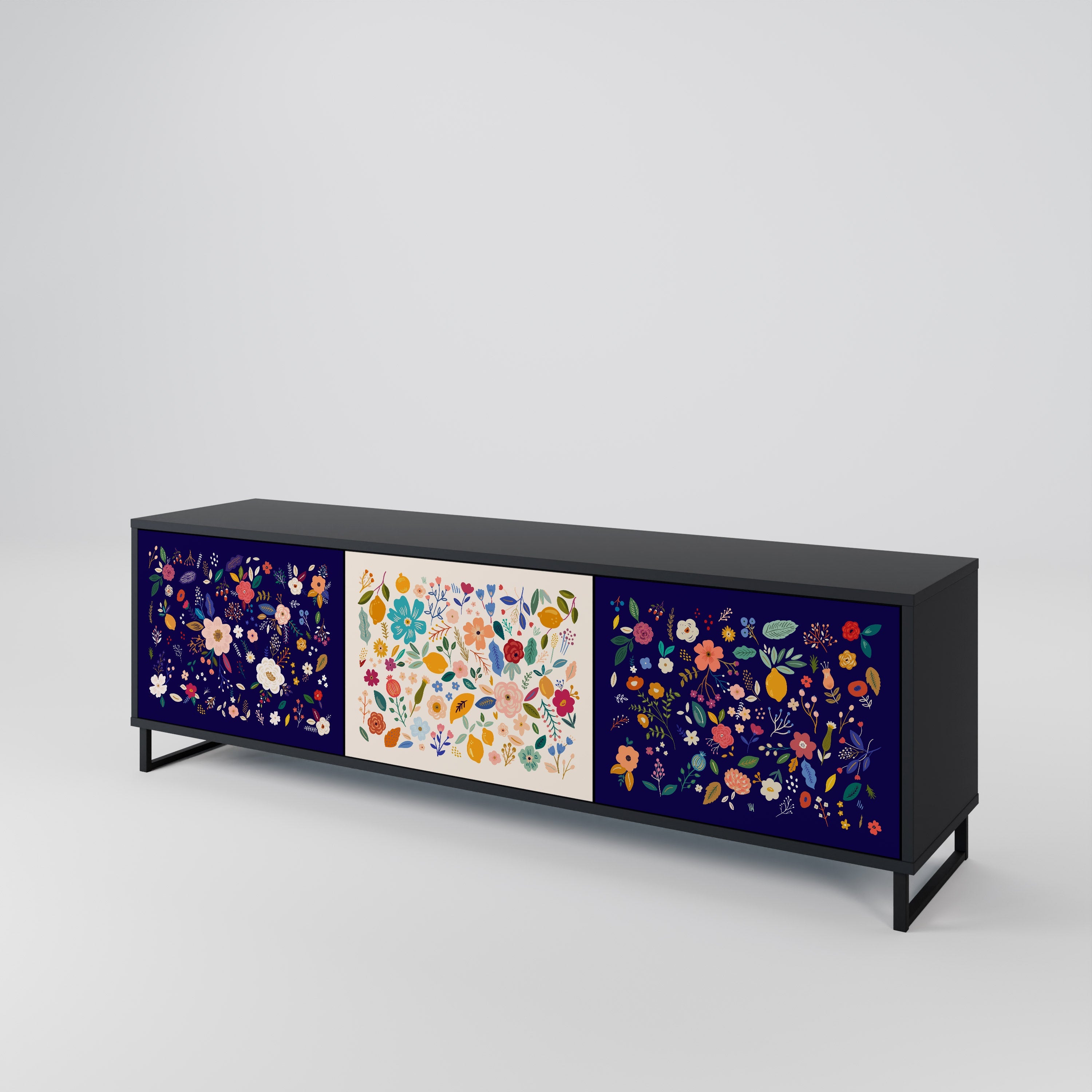 FLORAL COMBINATION 3-türiger TV-Ständer in Schwarz