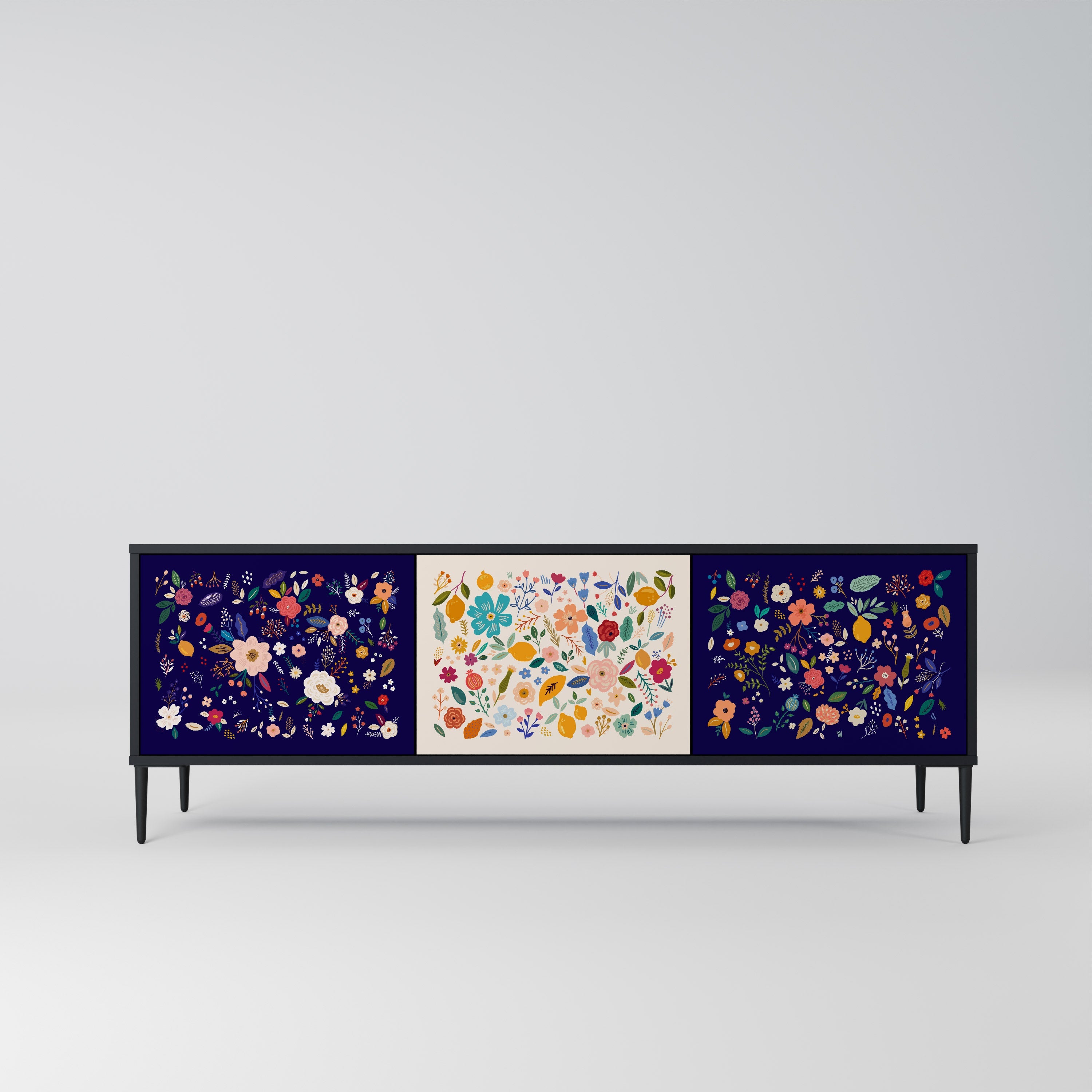 FLORAL COMBINATION 3-türiger TV-Ständer in Schwarz