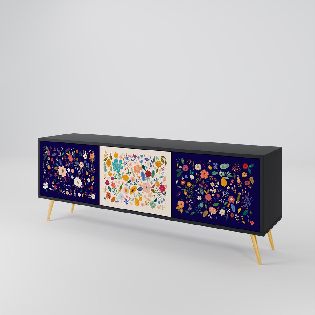 FLORAL COMBINATION 3-türiger TV-Ständer in Schwarz