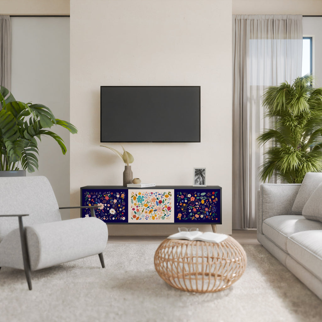 FLORAL COMBINATION 3-türiger TV-Ständer in Schwarz