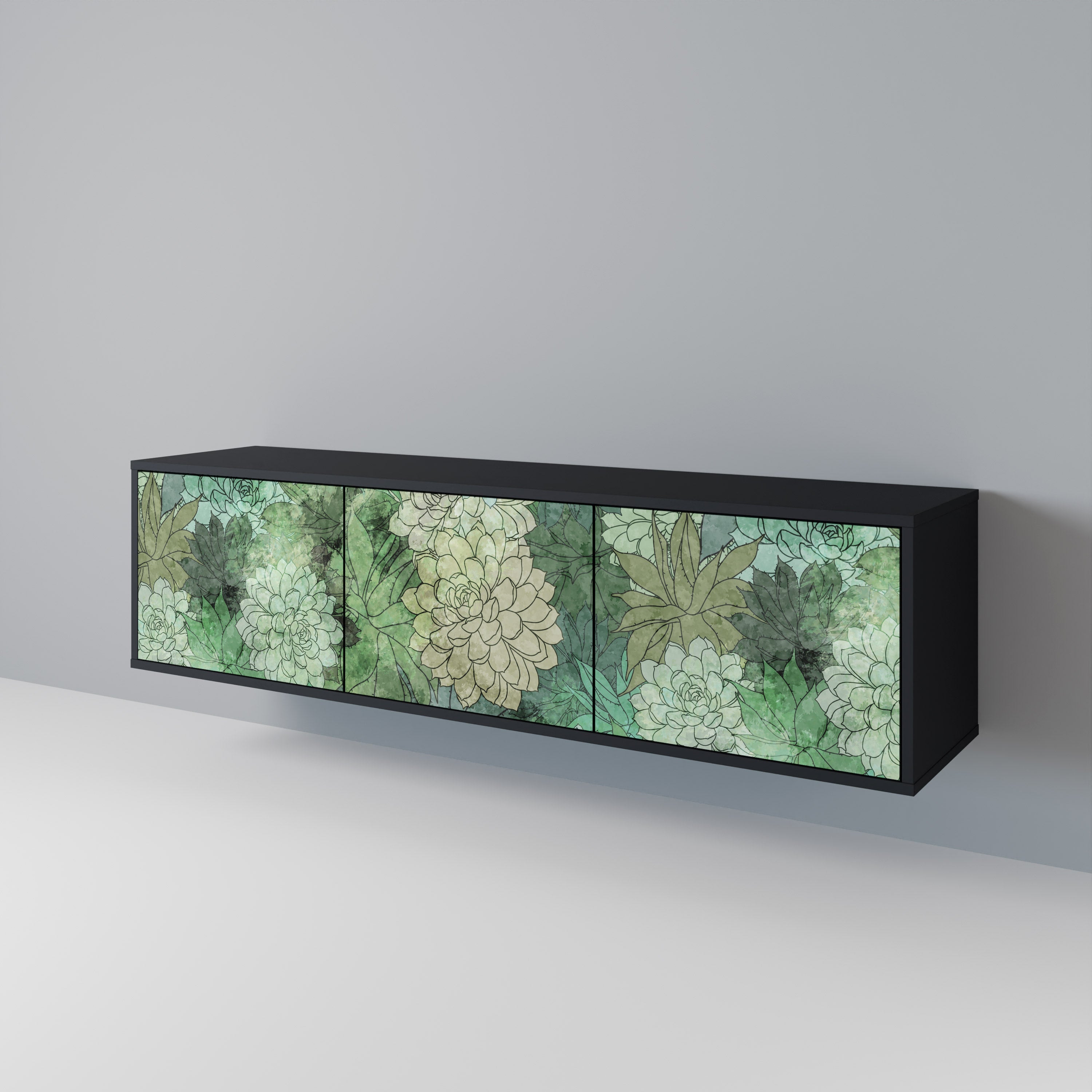 SUCCULENT CLUSTER 3-türiger TV-Ständer in Schwarz