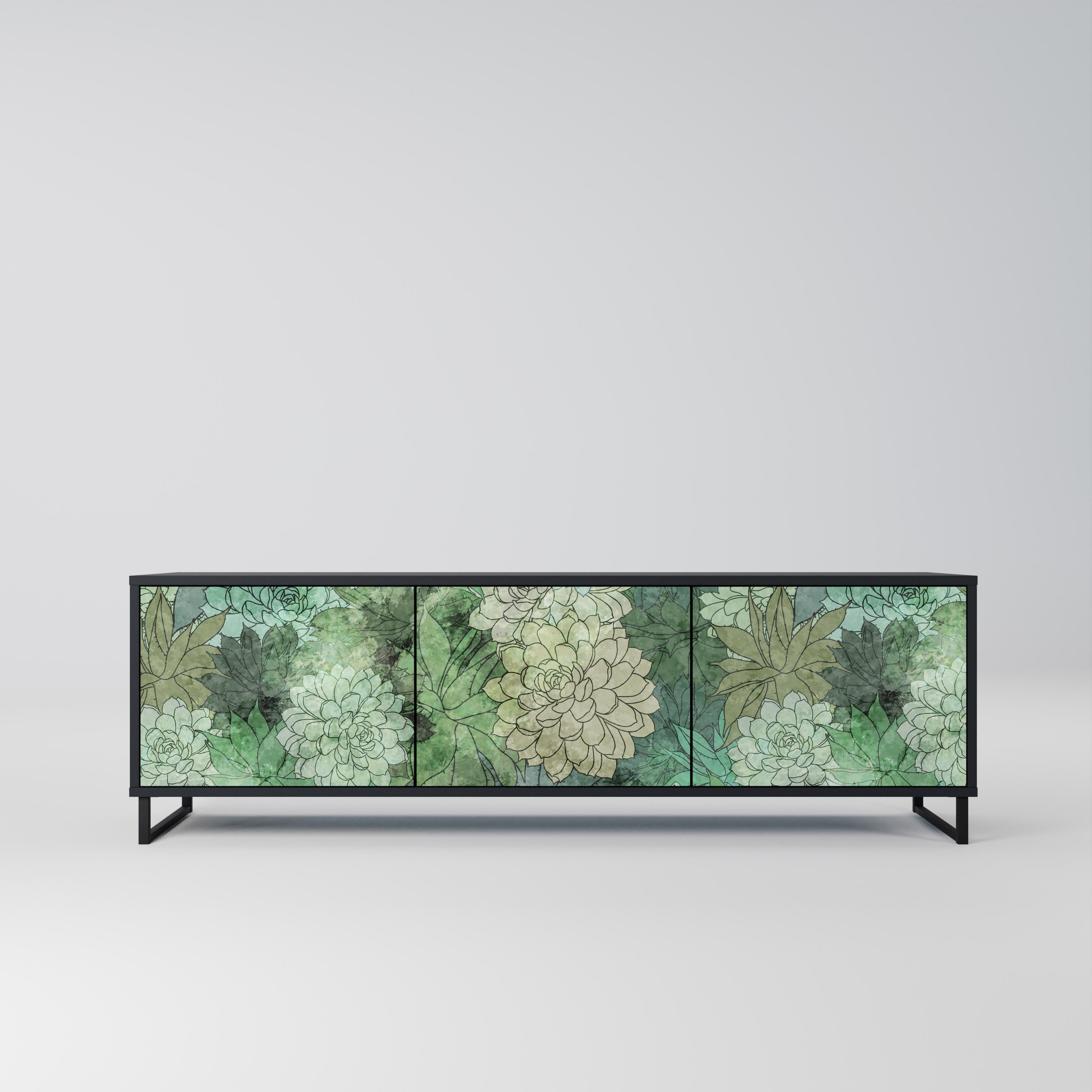 SUCCULENT CLUSTER 3-türiger TV-Ständer in Schwarz
