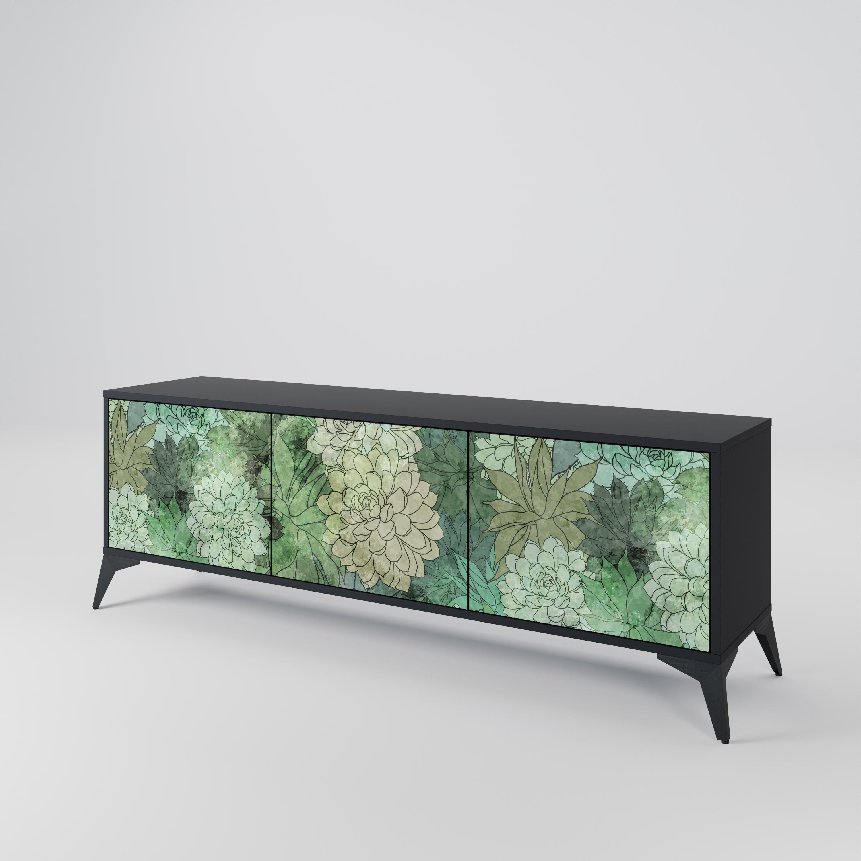 SUCCULENT CLUSTER 3-türiger TV-Ständer in Schwarz