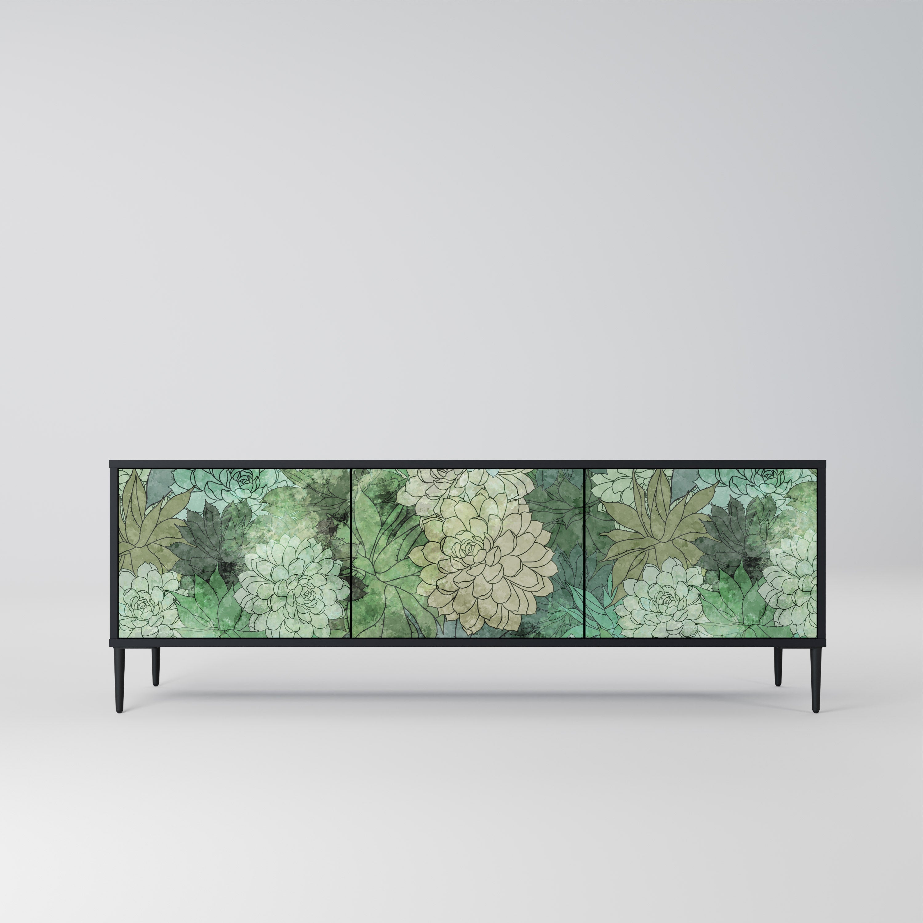 SUCCULENT CLUSTER 3-türiger TV-Ständer in Schwarz