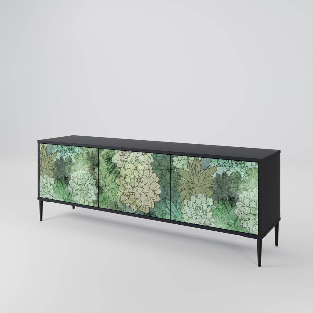 SUCCULENT CLUSTER 3-türiger TV-Ständer in Schwarz
