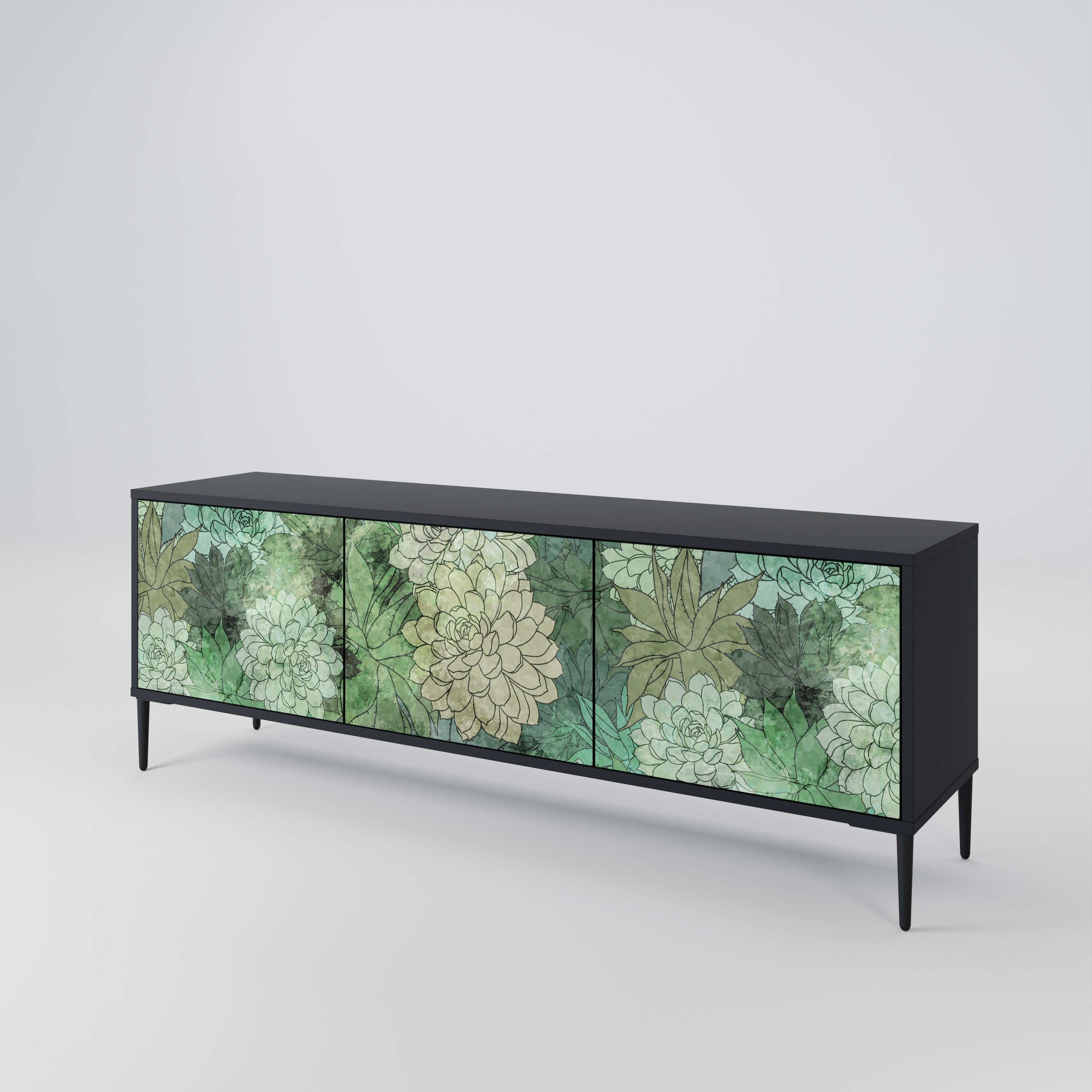 SUCCULENT CLUSTER 3-türiger TV-Ständer in Schwarz