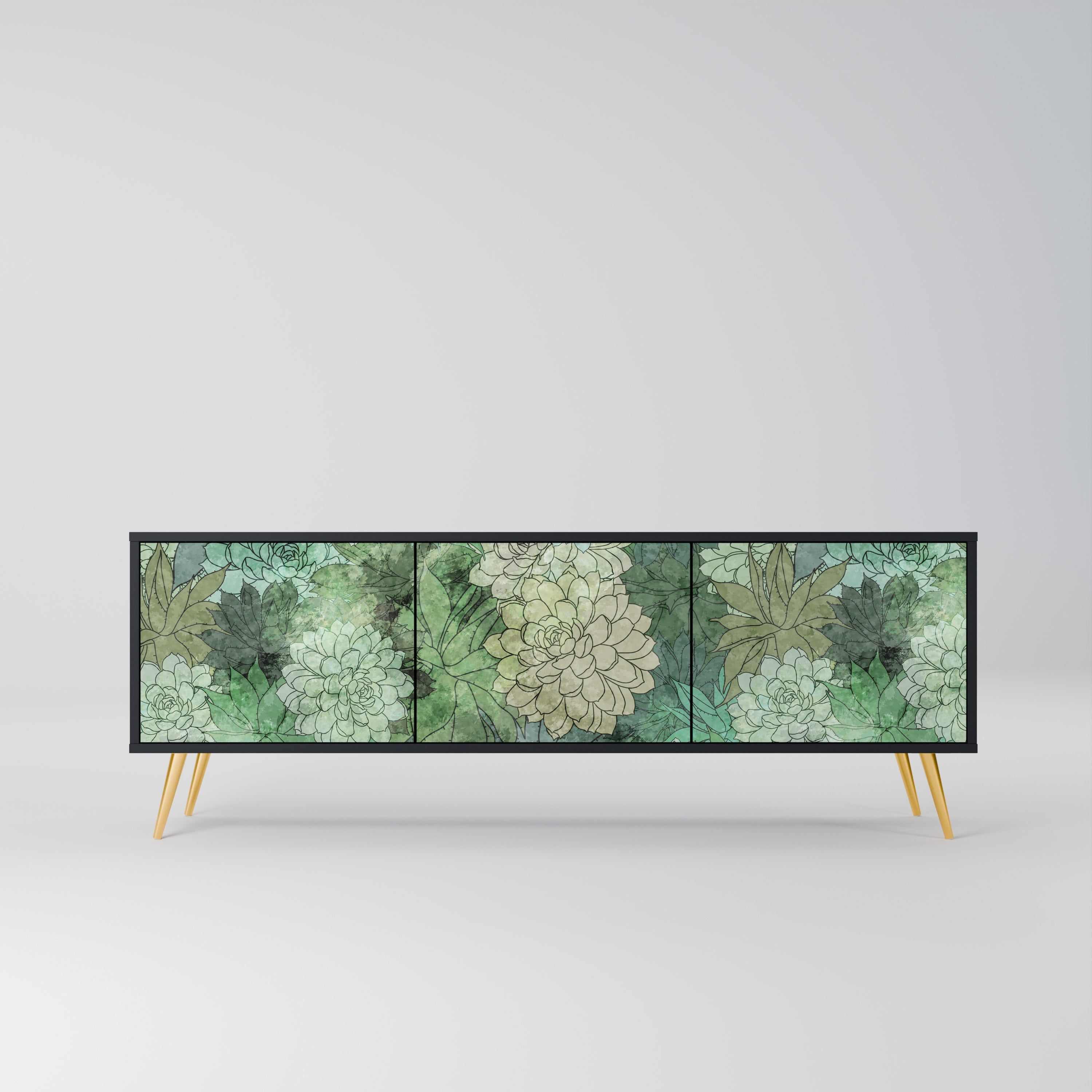 SUCCULENT CLUSTER 3-türiger TV-Ständer in Schwarz