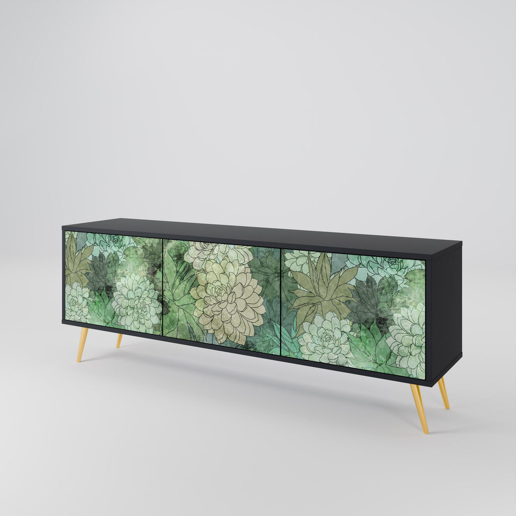 SUCCULENT CLUSTER 3-türiger TV-Ständer in Schwarz