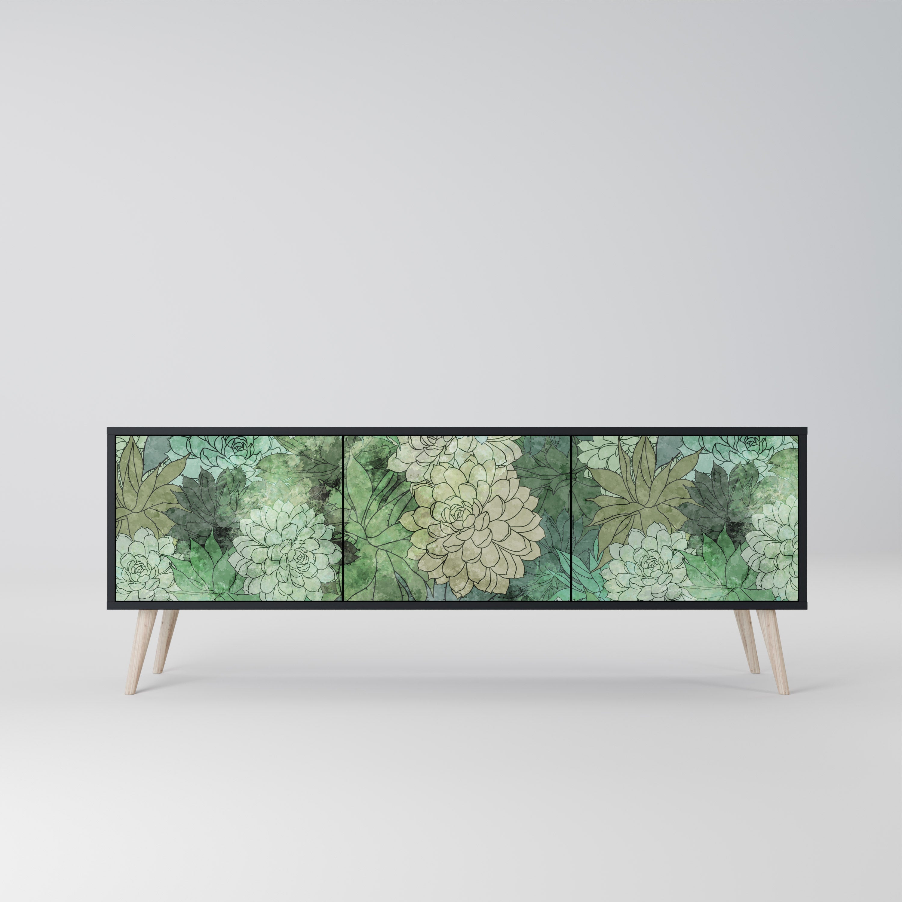SUCCULENT CLUSTER 3-türiger TV-Ständer in Schwarz