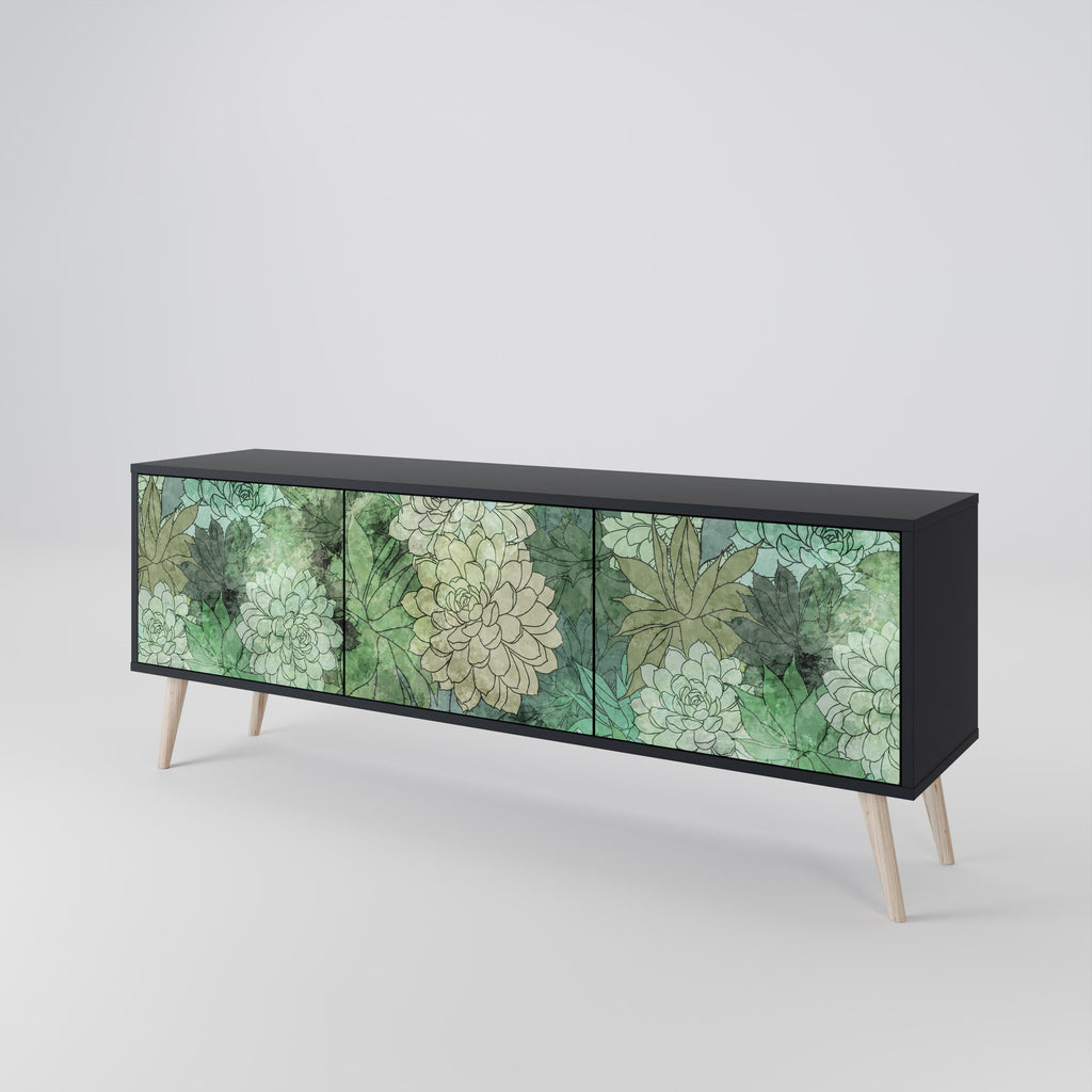 SUCCULENT CLUSTER 3-türiger TV-Ständer in Schwarz