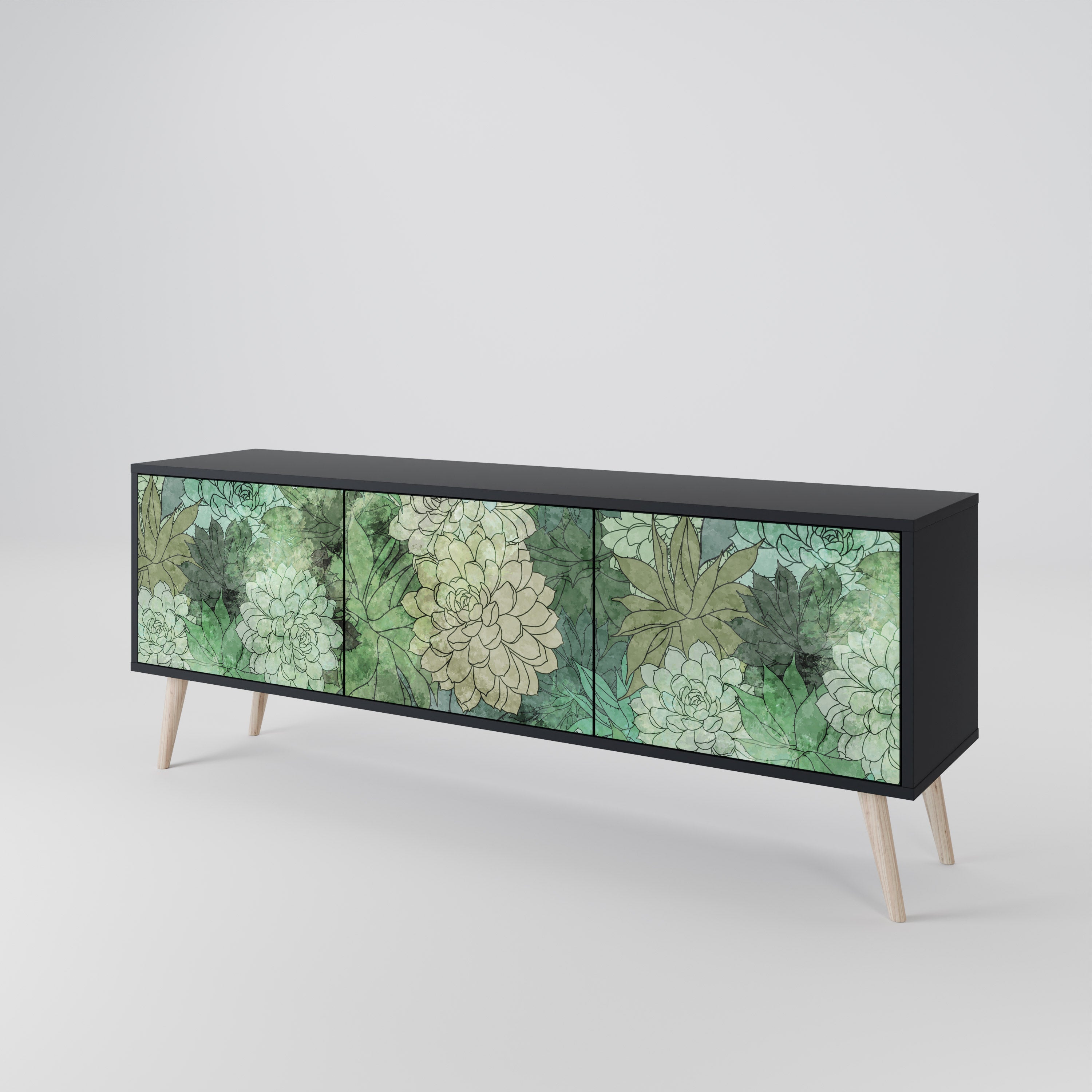 SUCCULENT CLUSTER 3-türiger TV-Ständer in Schwarz