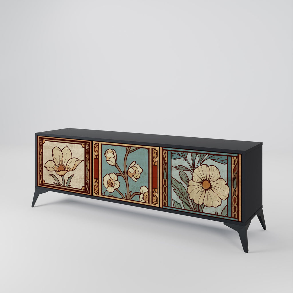 TIMELESS FLORA 3-türiger TV-Ständer in Schwarz
