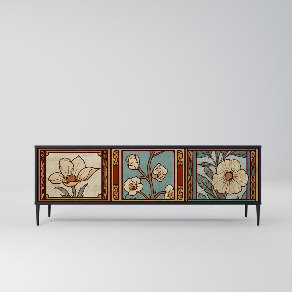TIMELESS FLORA 3-türiger TV-Ständer in Schwarz