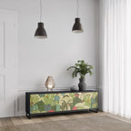 SUCCULENTS KALEIDOSCOPE TV-Lowboard mit 3 Türen in Schwarz