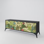 SUCCULENTS KALEIDOSCOPE TV-Lowboard mit 3 Türen in Schwarz