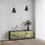 SUCCULENTS KALEIDOSCOPE TV-Lowboard mit 3 Türen in Schwarz