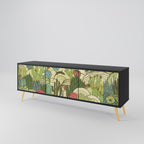 SUCCULENTS KALEIDOSCOPE TV-Lowboard mit 3 Türen in Schwarz