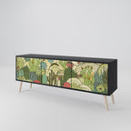 SUCCULENTS KALEIDOSCOPE TV-Lowboard mit 3 Türen in Schwarz