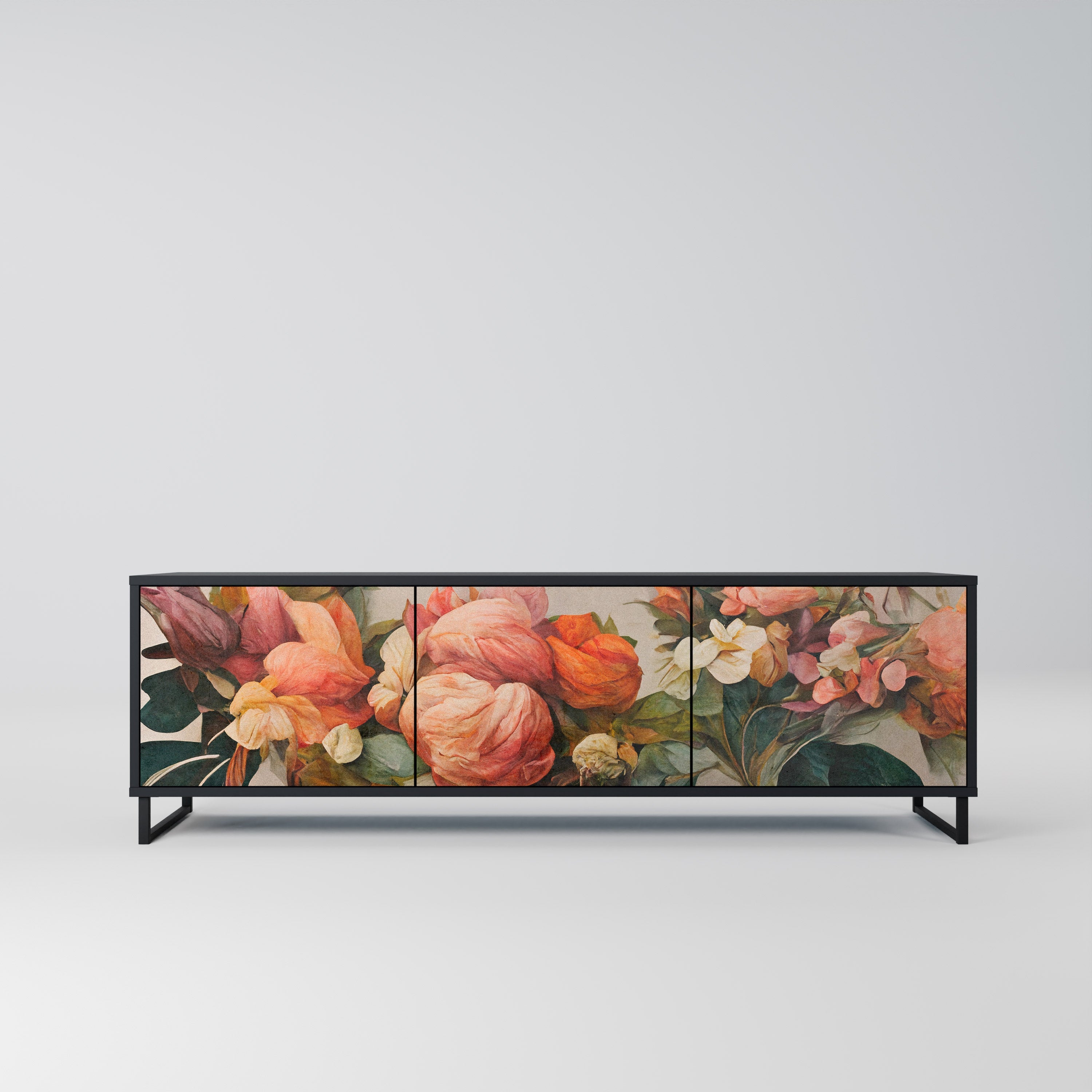 STYLISH BEAUTY 3-türiger TV-Ständer in Schwarz