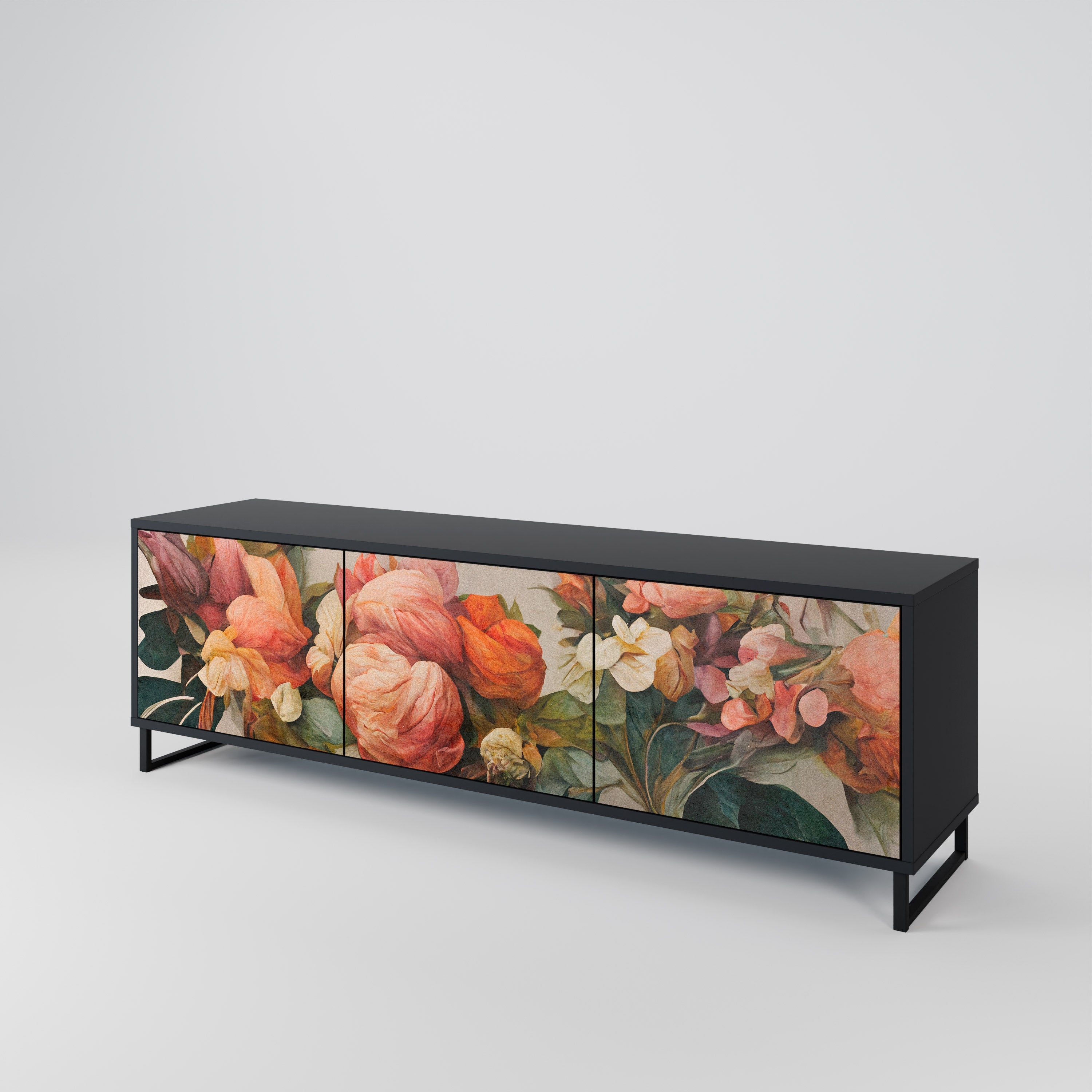 STYLISH BEAUTY 3-türiger TV-Ständer in Schwarz