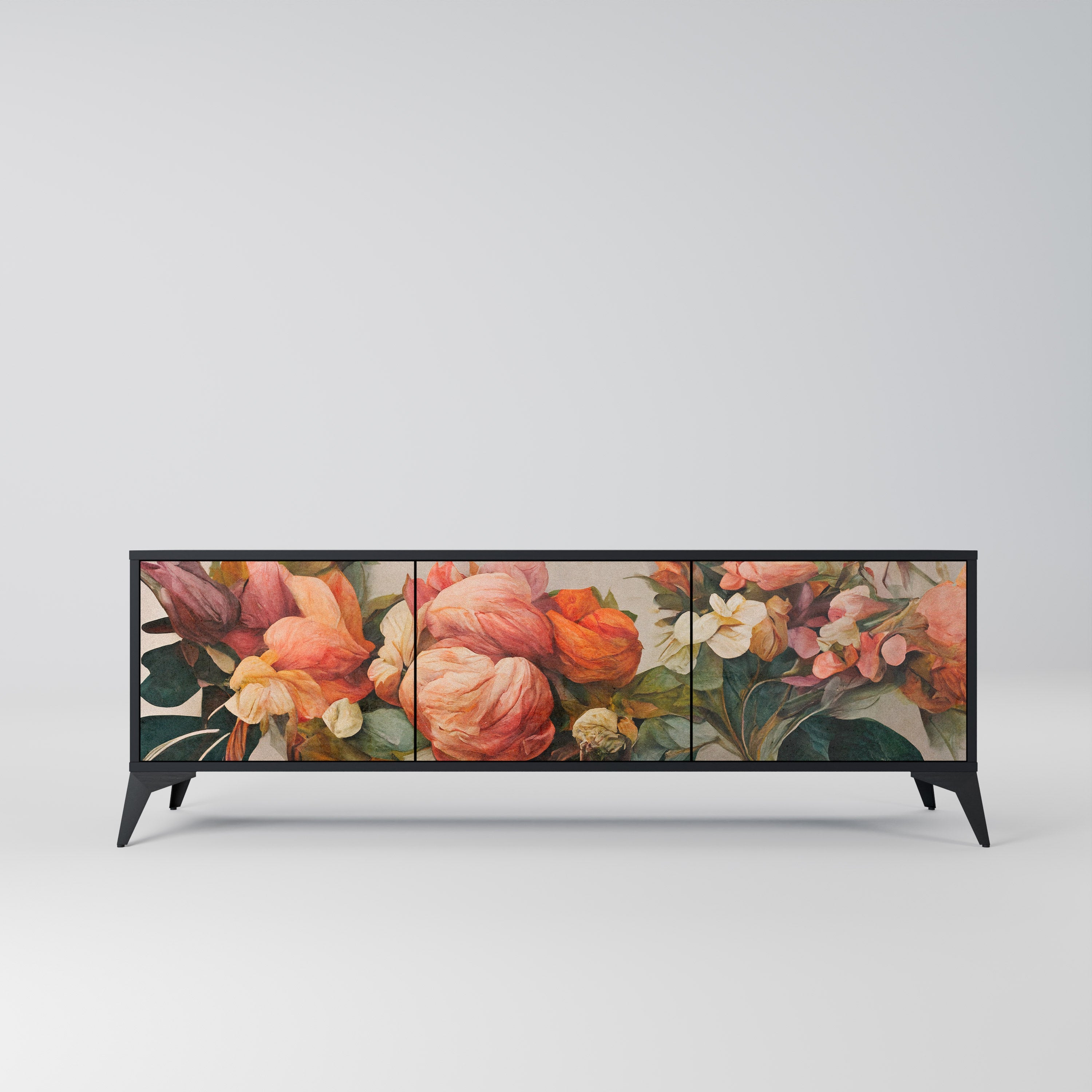 STYLISH BEAUTY 3-türiger TV-Ständer in Schwarz