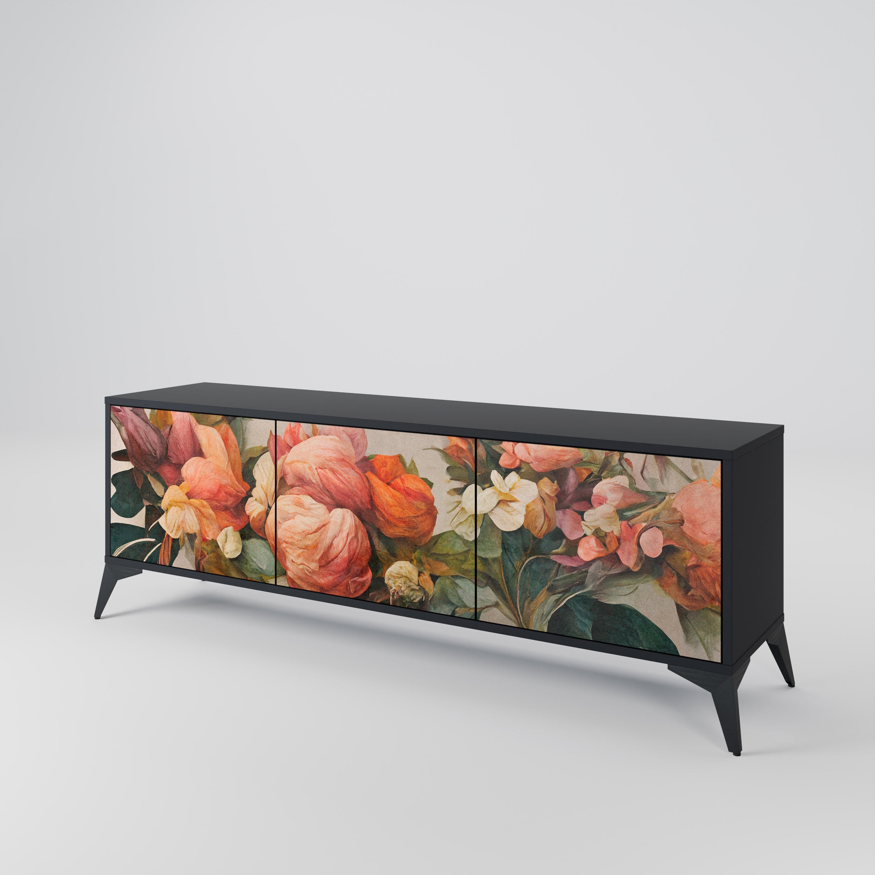 STYLISH BEAUTY 3-türiger TV-Ständer in Schwarz