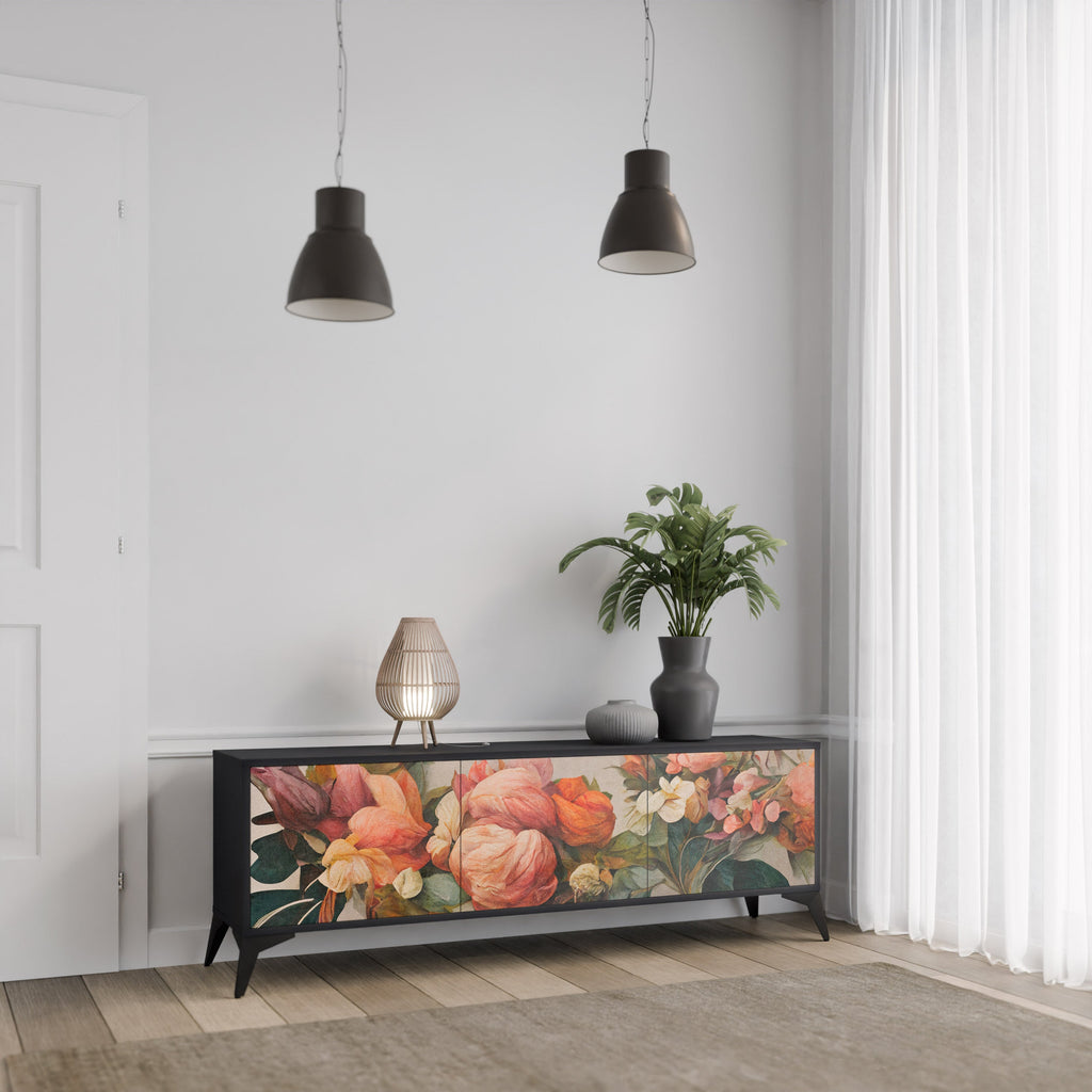 STYLISH BEAUTY 3-türiger TV-Ständer in Schwarz