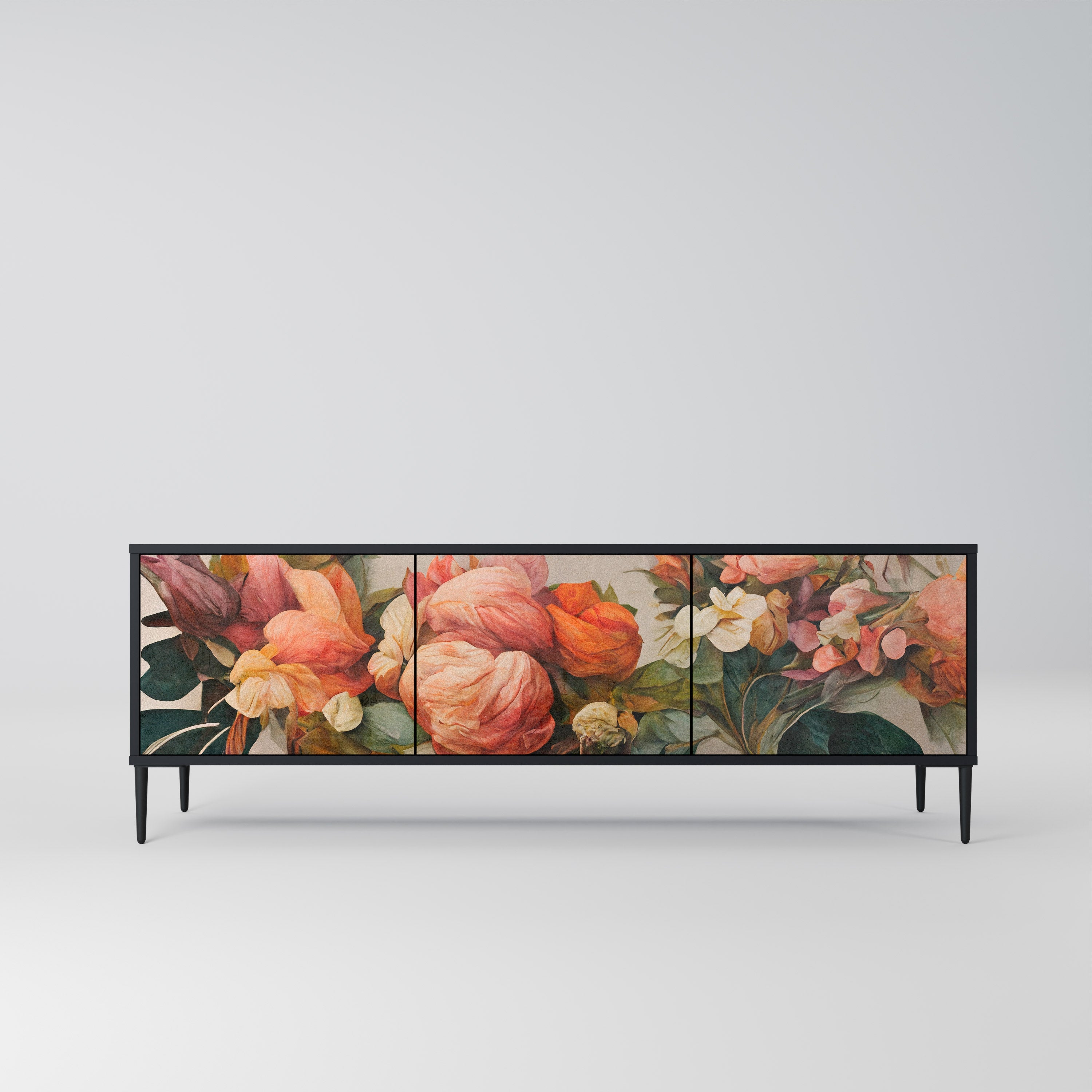 STYLISH BEAUTY 3-türiger TV-Ständer in Schwarz