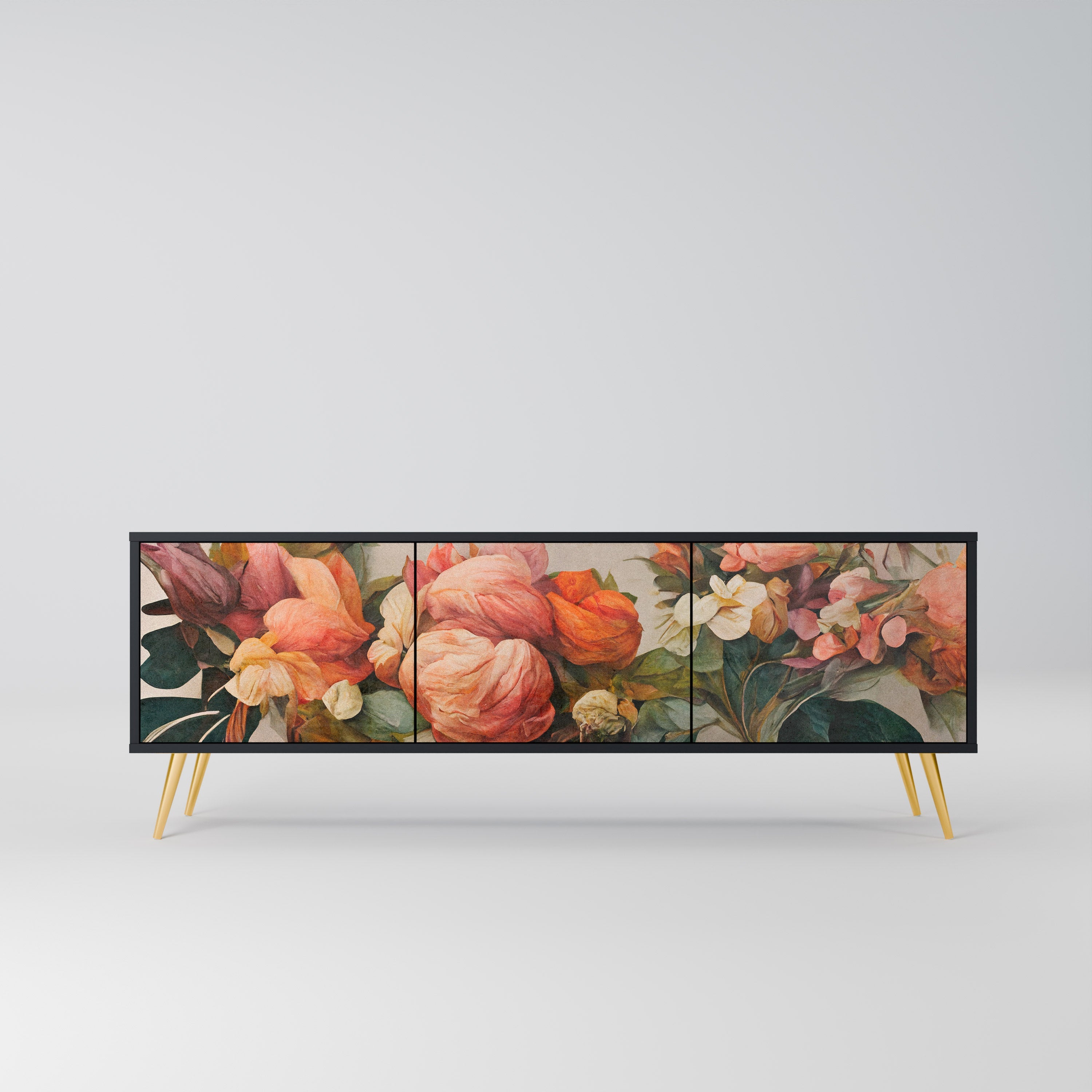 STYLISH BEAUTY 3-türiger TV-Ständer in Schwarz