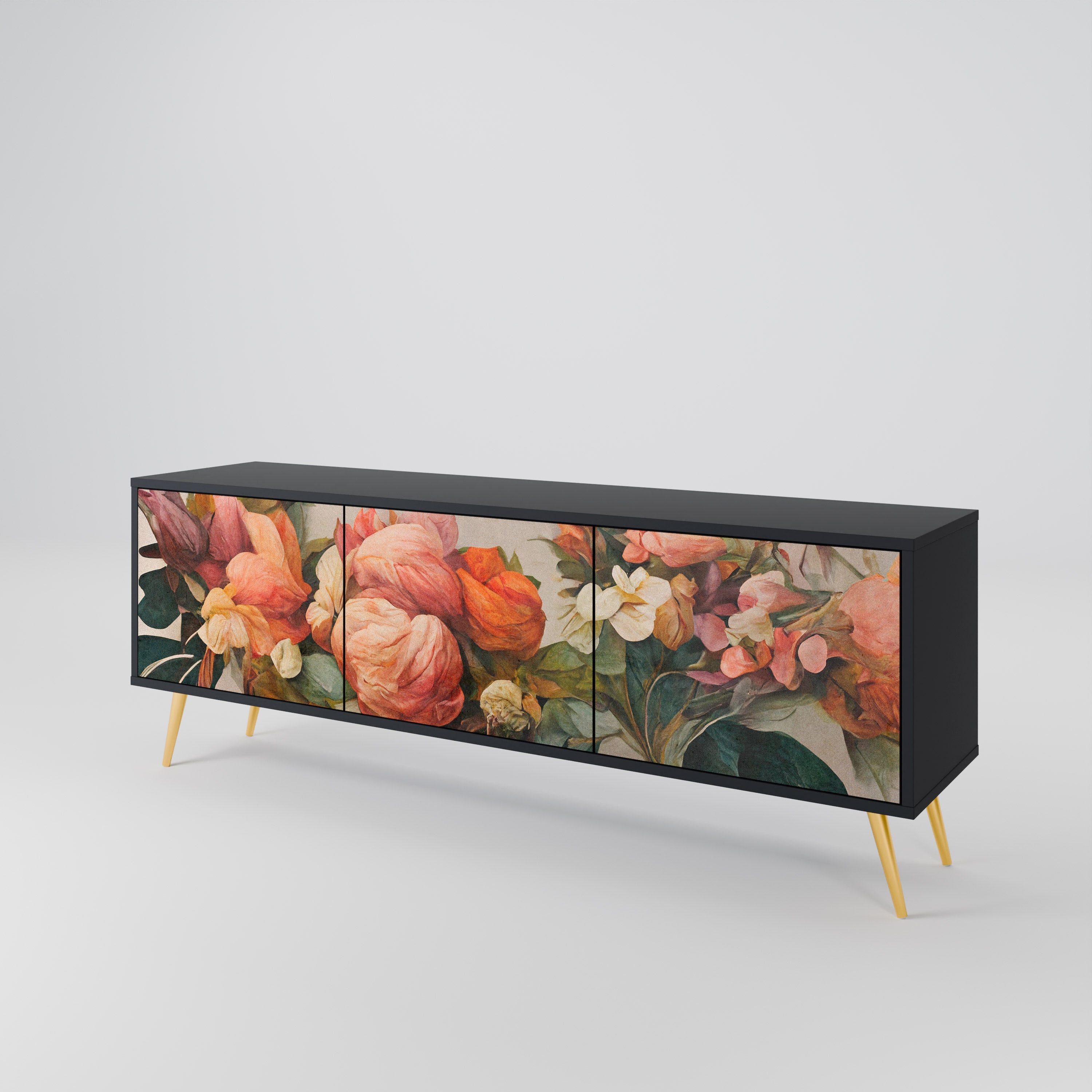 STYLISH BEAUTY 3-türiger TV-Ständer in Schwarz