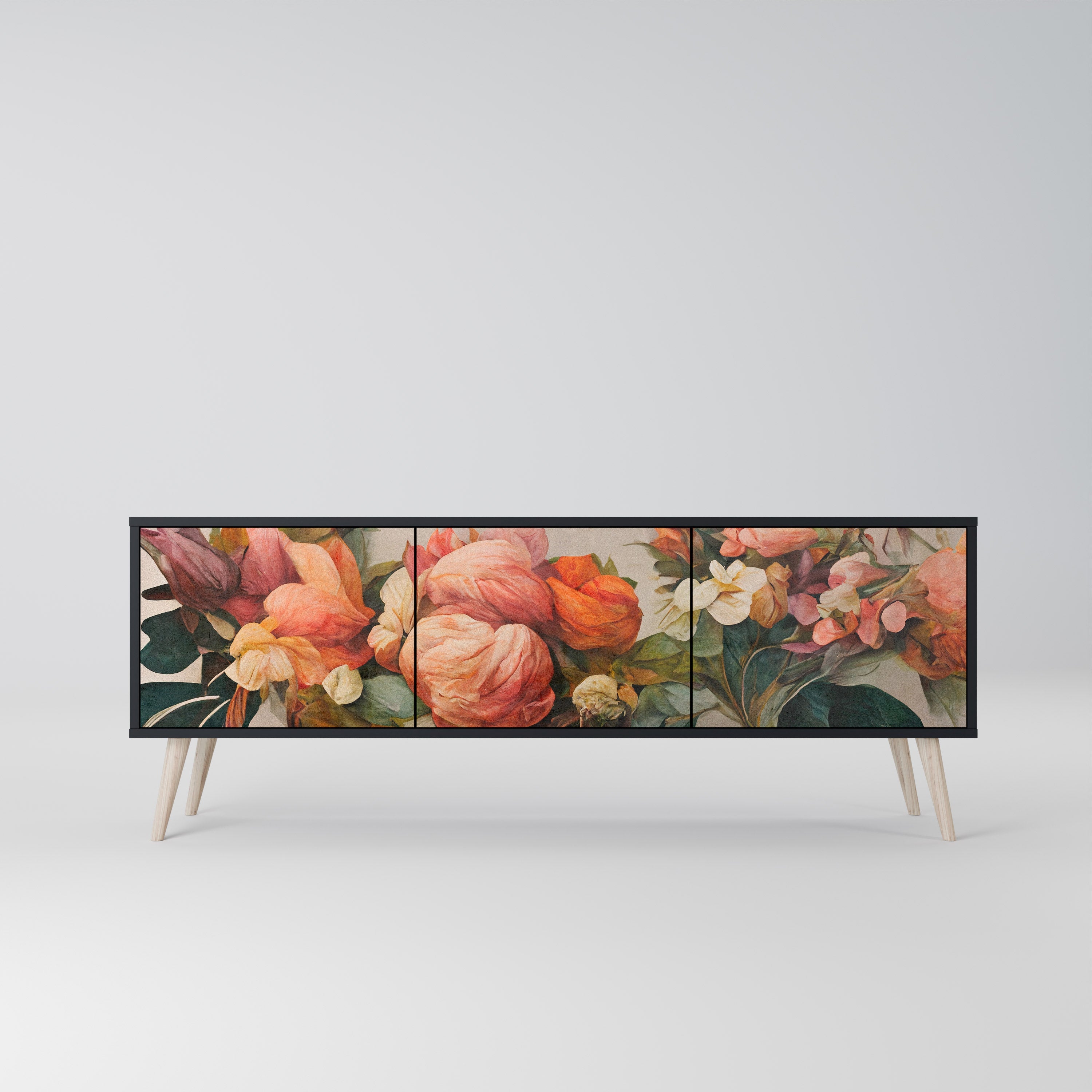 STYLISH BEAUTY 3-türiger TV-Ständer in Schwarz