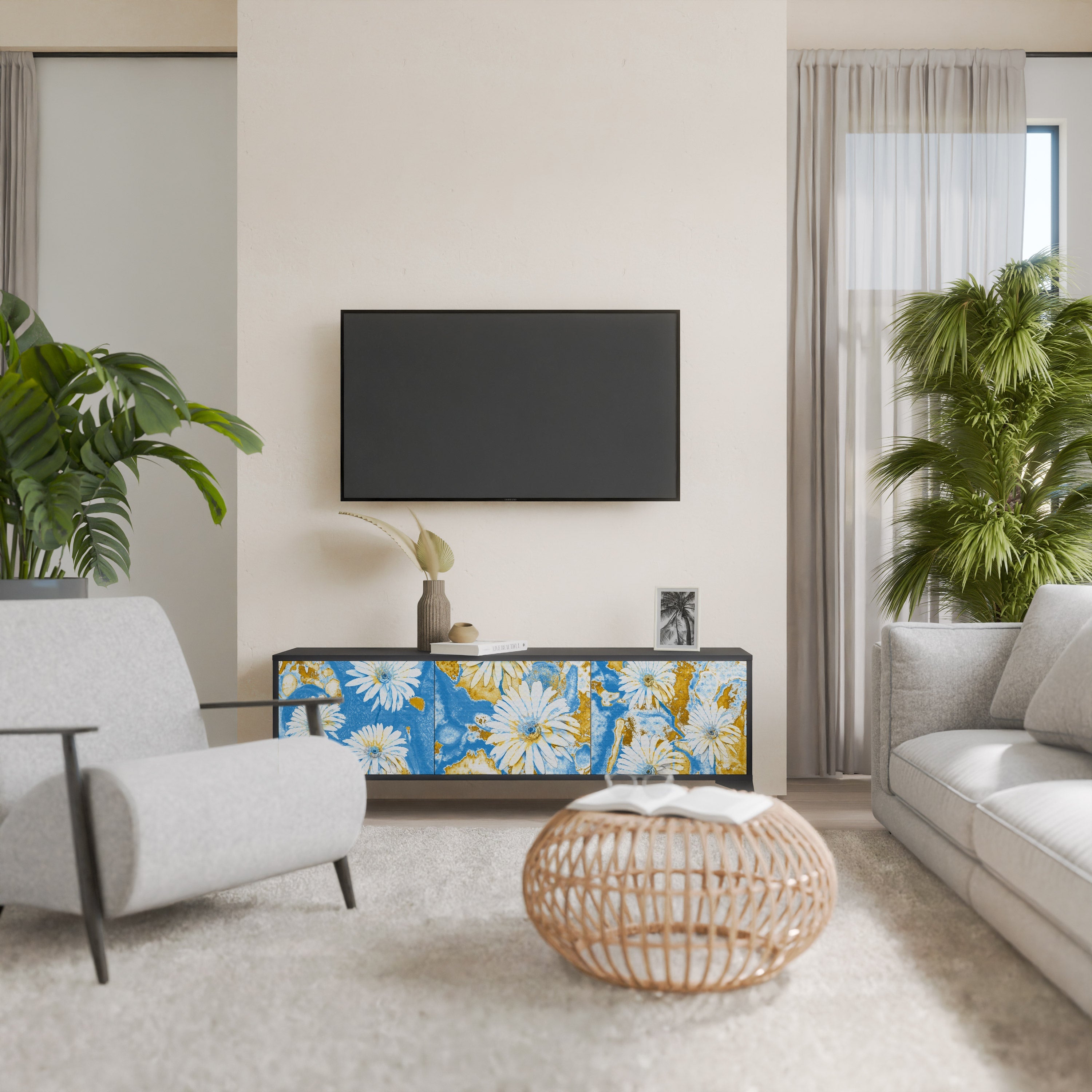 DAISY LUXE 3-türiger TV-Ständer in Schwarz