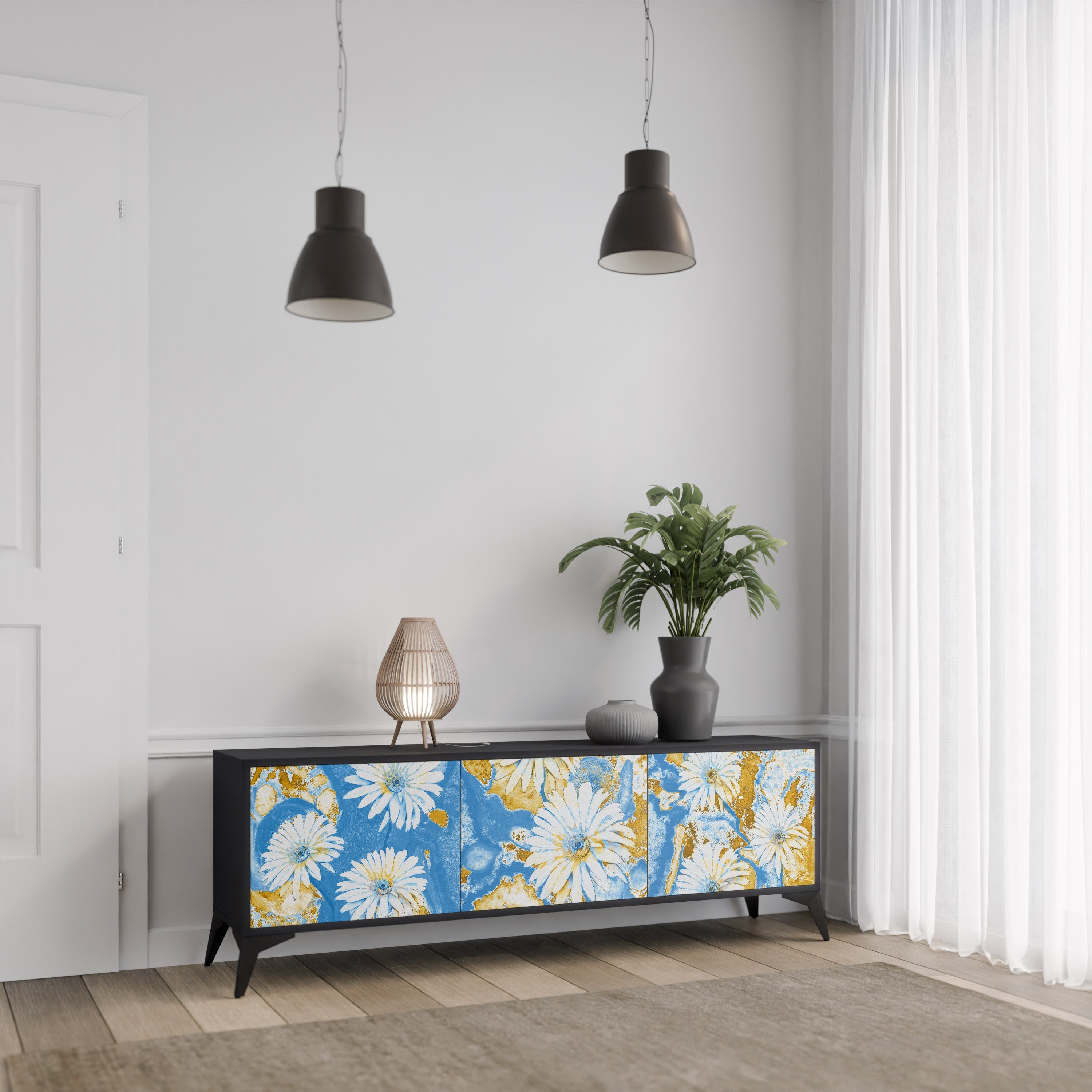 DAISY LUXE 3-türiger TV-Ständer in Schwarz