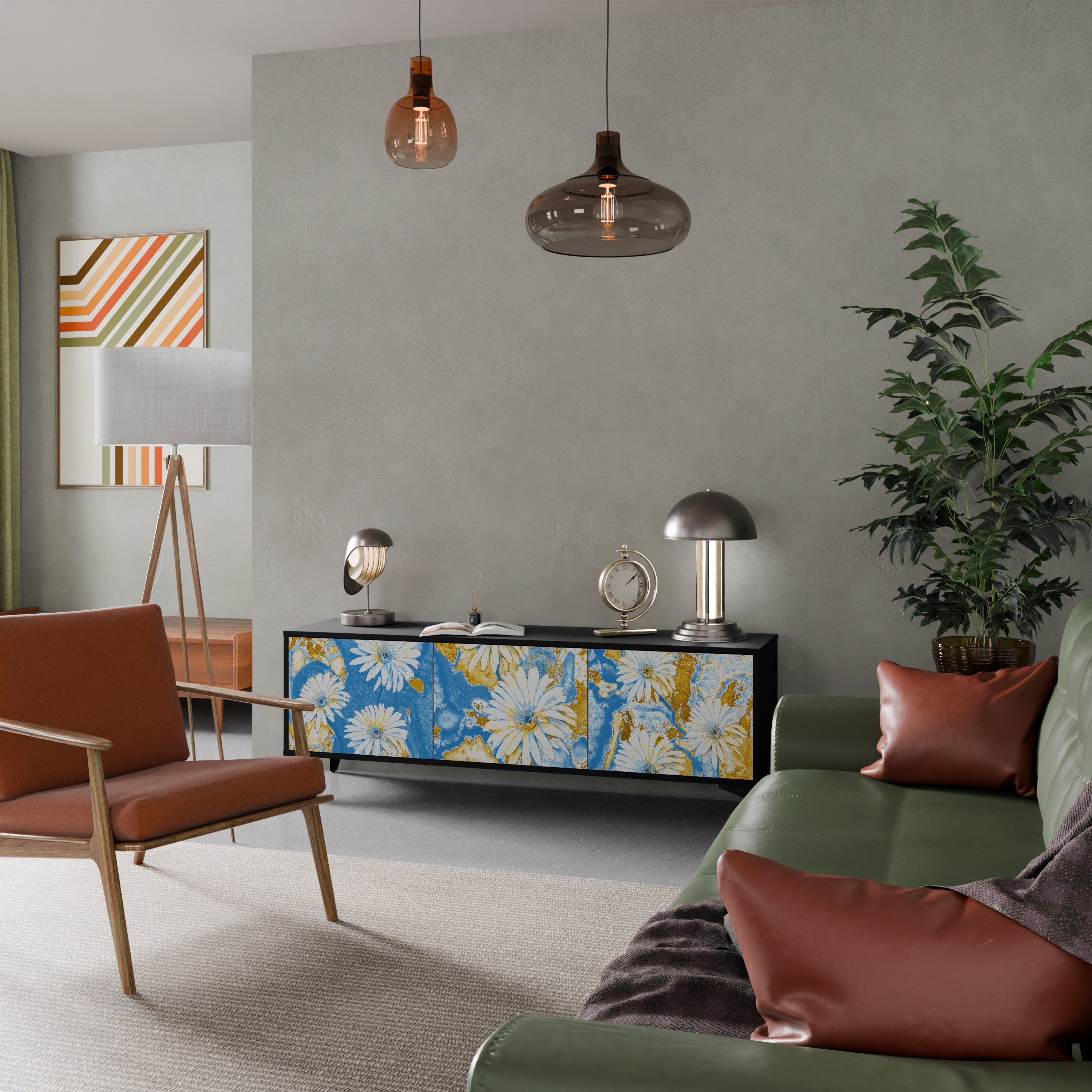 DAISY LUXE 3-türiger TV-Ständer in Schwarz