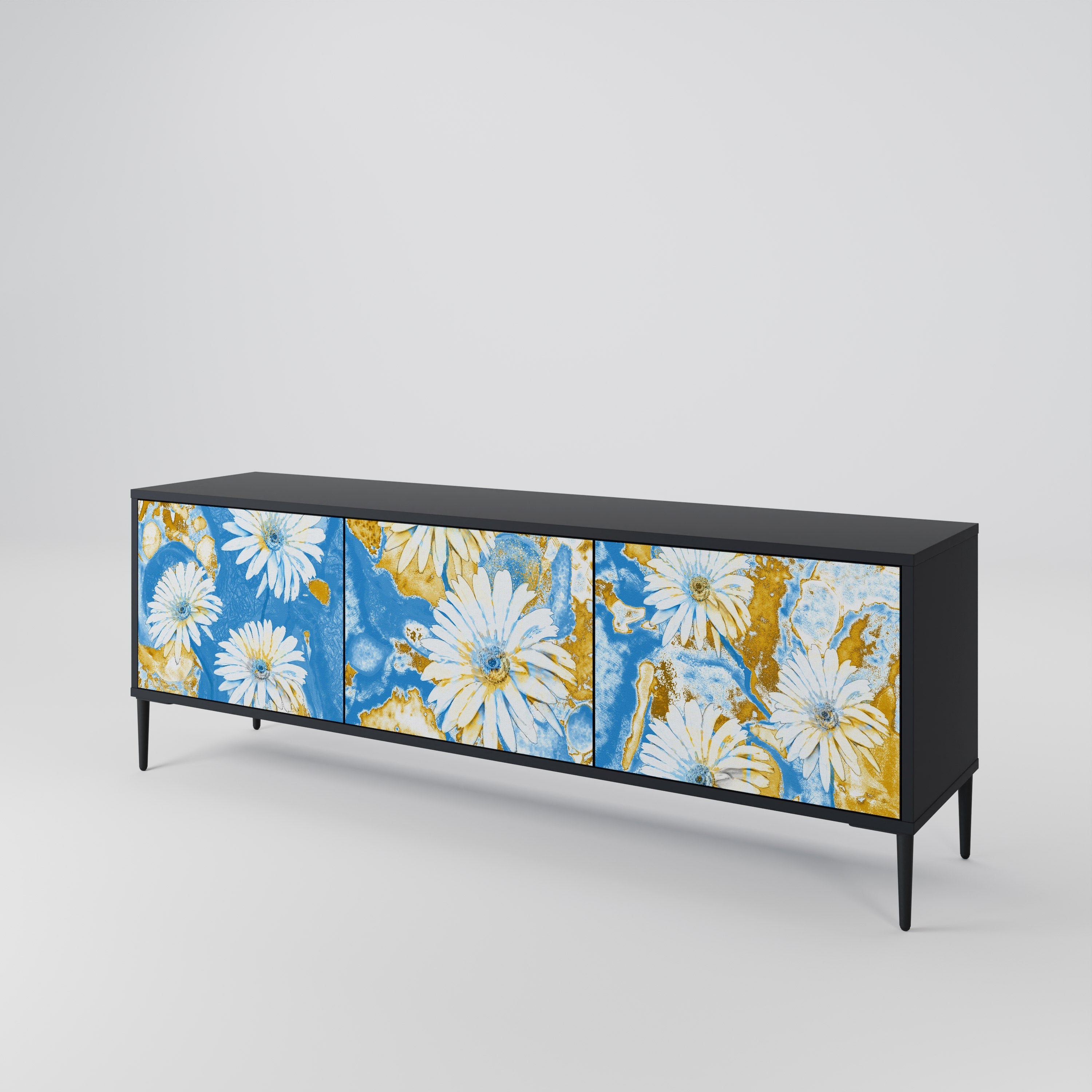 DAISY LUXE 3-türiger TV-Ständer in Schwarz
