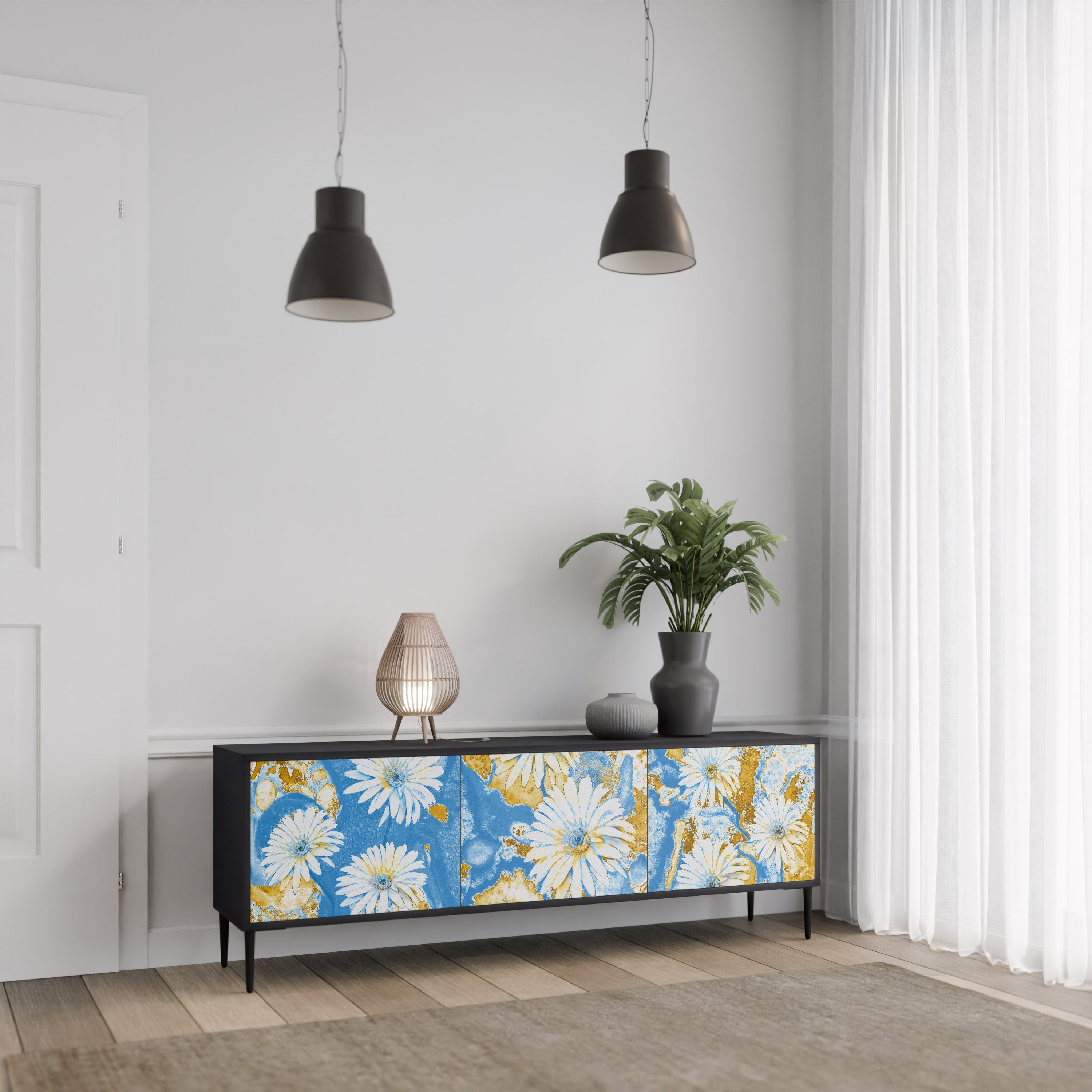 DAISY LUXE 3-türiger TV-Ständer in Schwarz