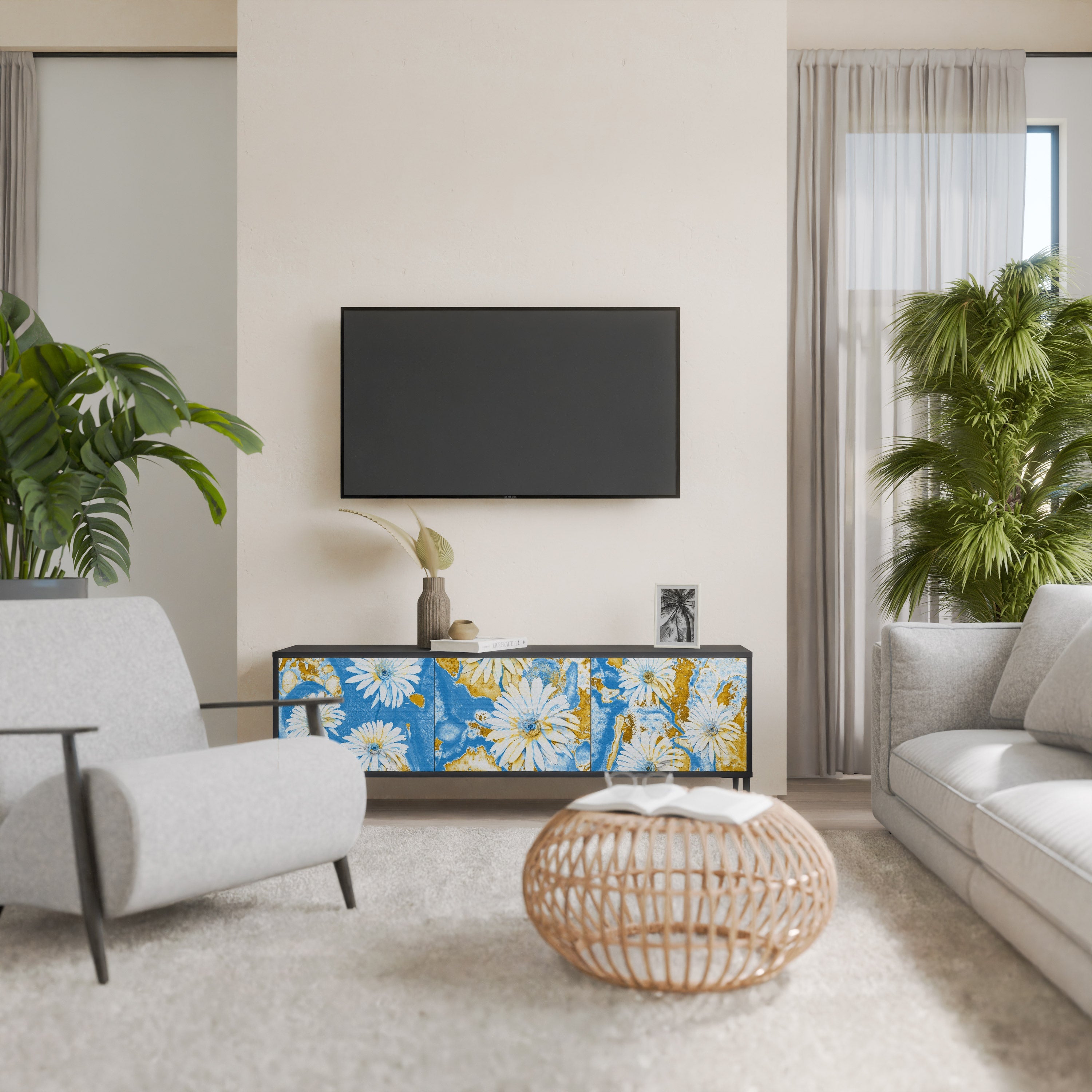 DAISY LUXE 3-türiger TV-Ständer in Schwarz