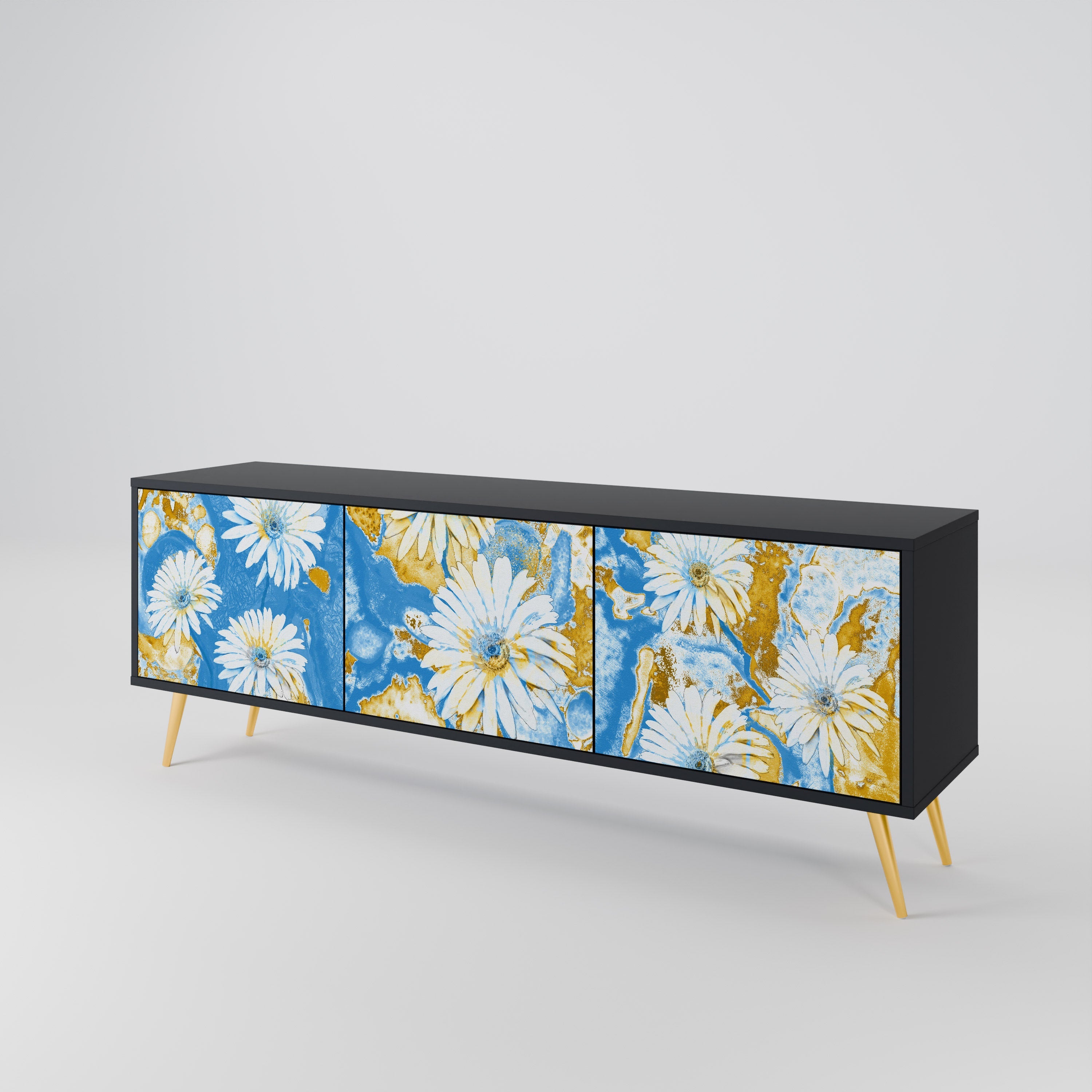 DAISY LUXE 3-türiger TV-Ständer in Schwarz