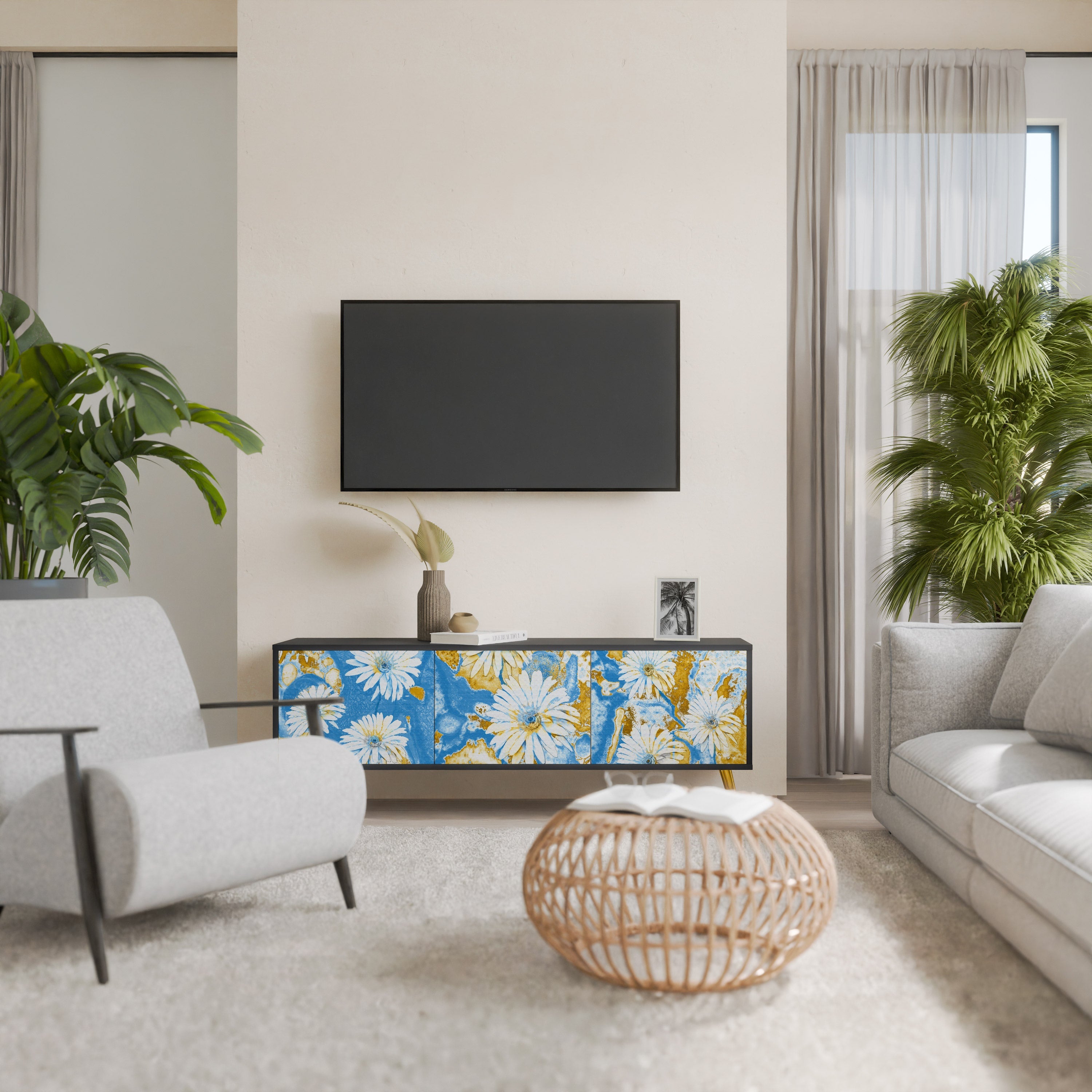 DAISY LUXE 3-türiger TV-Ständer in Schwarz