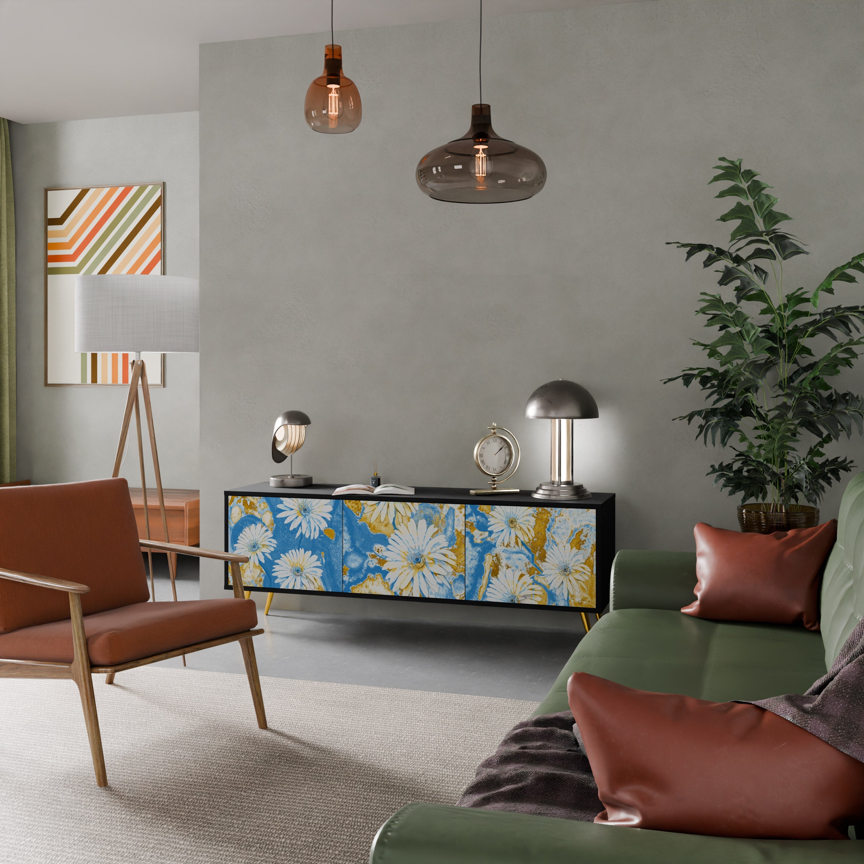 DAISY LUXE 3-türiger TV-Ständer in Schwarz