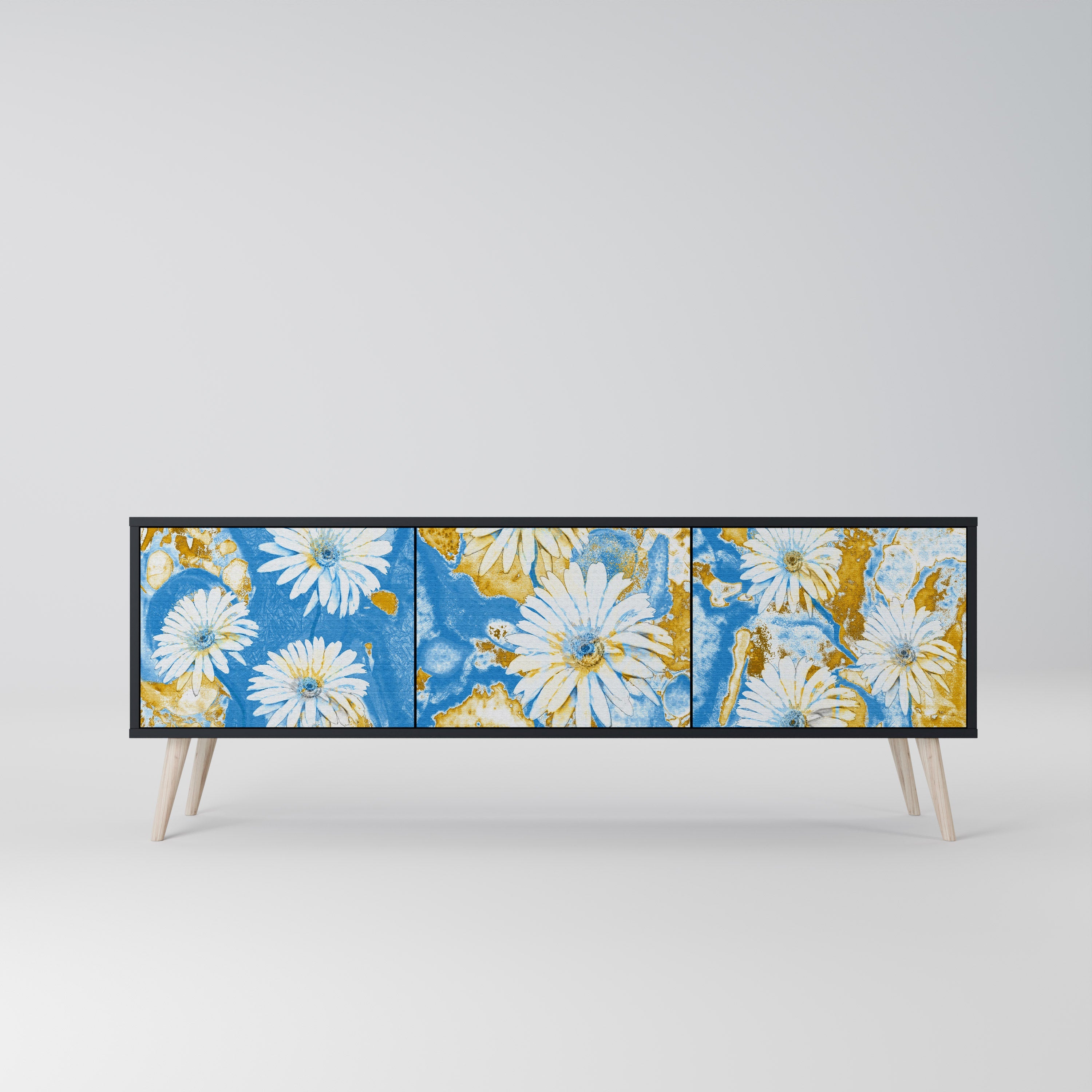 DAISY LUXE 3-türiger TV-Ständer in Schwarz