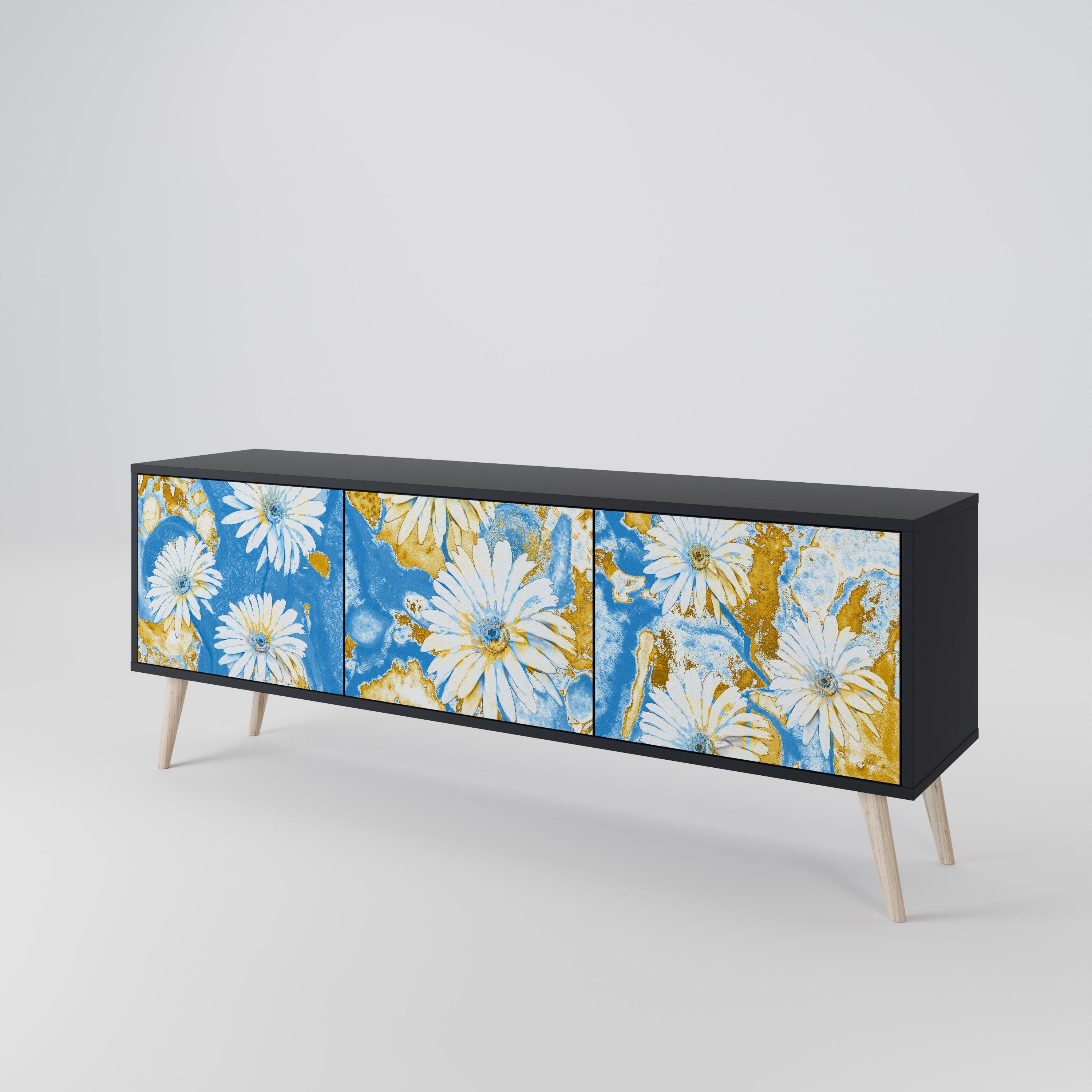 DAISY LUXE 3-türiger TV-Ständer in Schwarz
