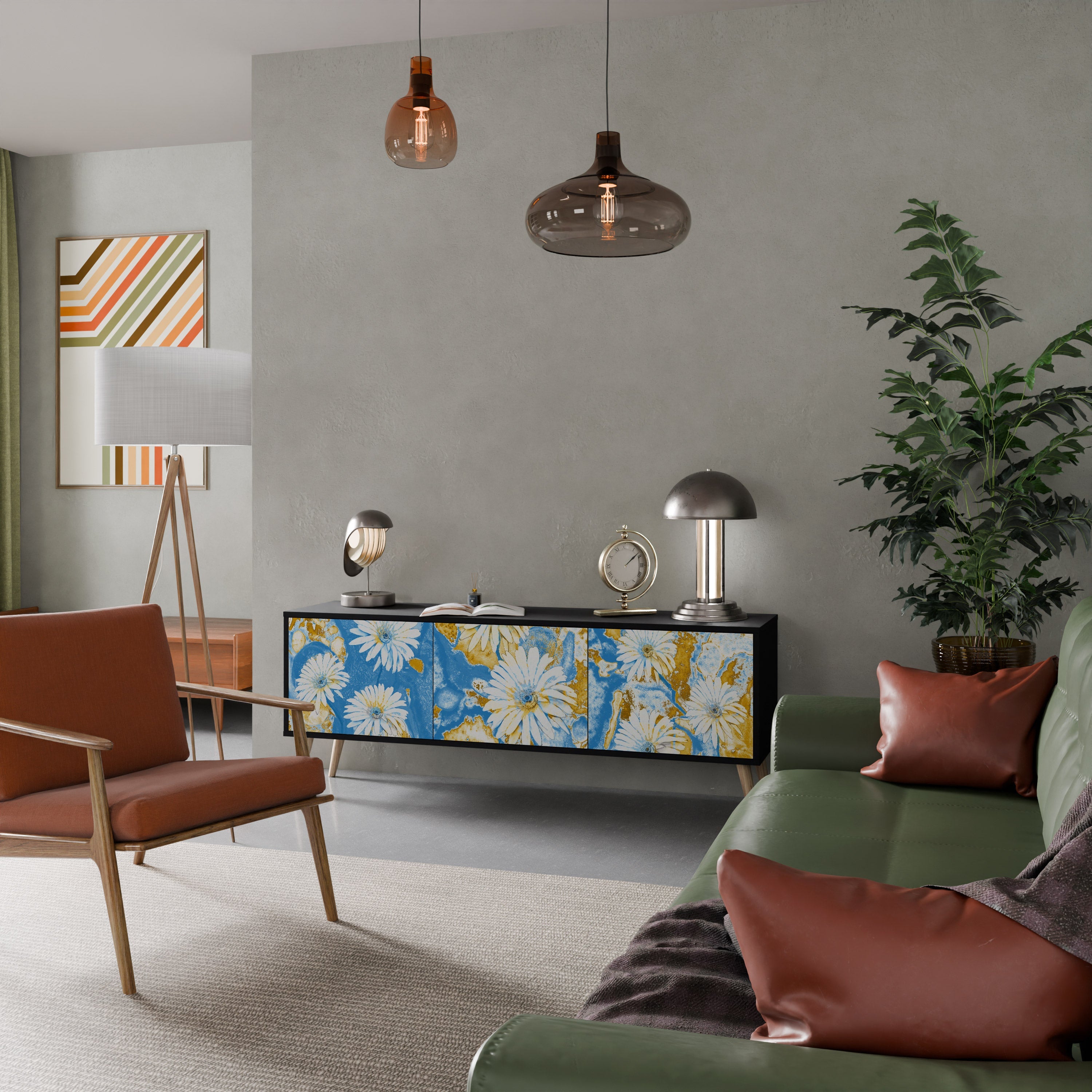 DAISY LUXE 3-türiger TV-Ständer in Schwarz