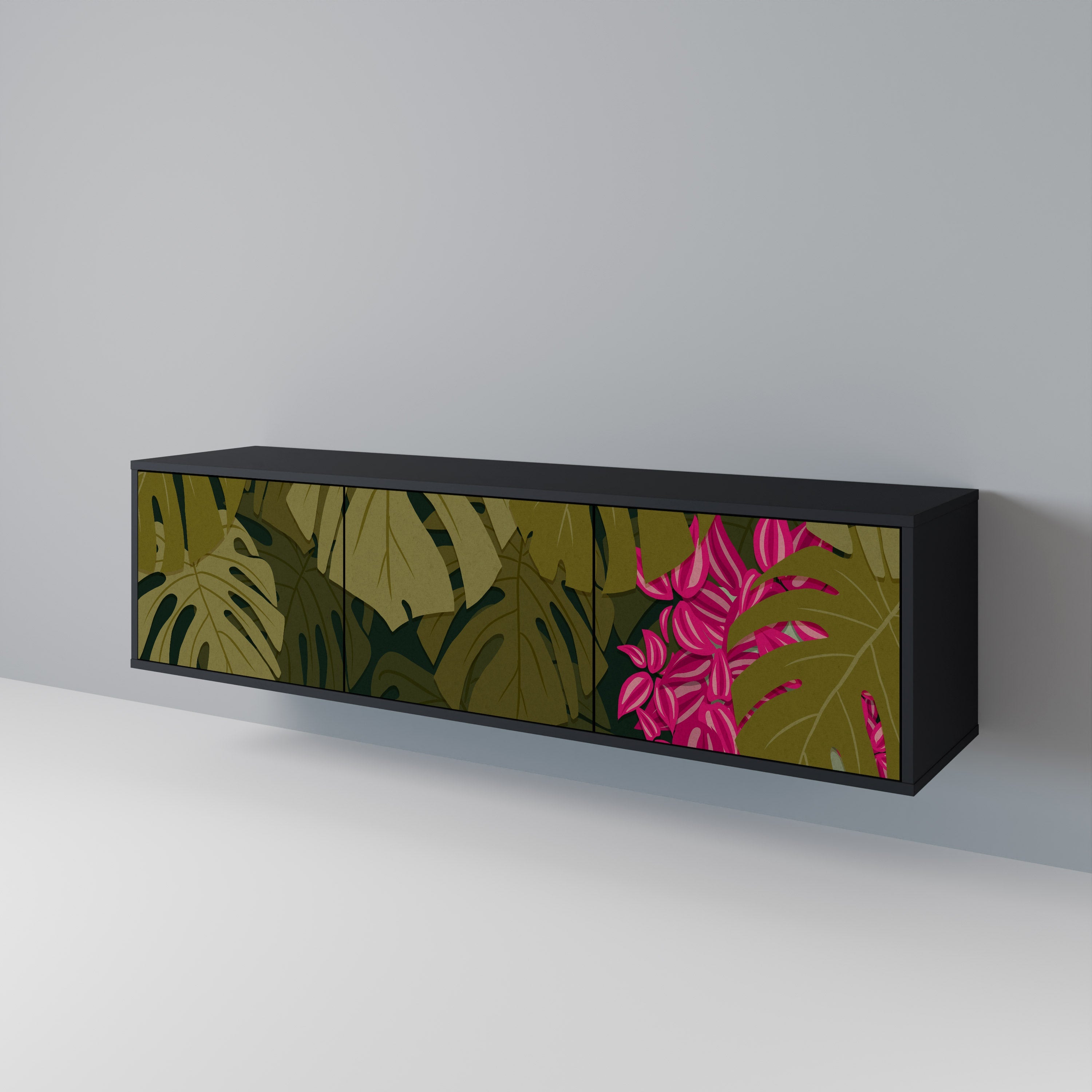 TROPICAL BEAUTY 3-türiger TV-Ständer in Schwarz