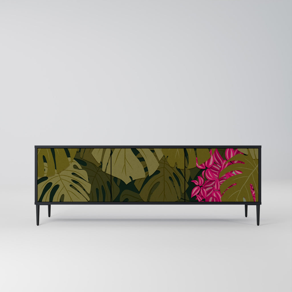 TROPICAL BEAUTY 3-türiger TV-Ständer in Schwarz