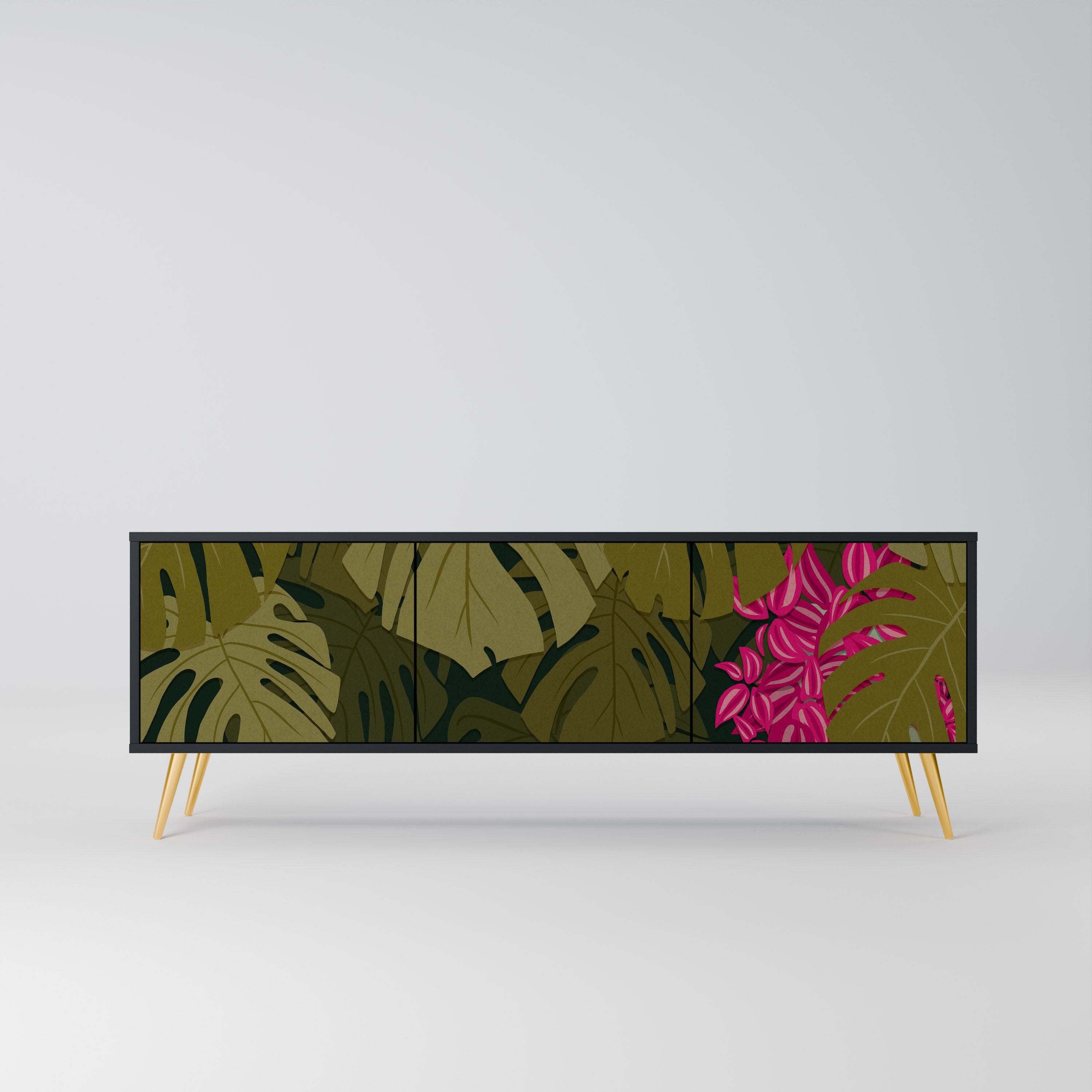 TROPICAL BEAUTY 3-türiger TV-Ständer in Schwarz