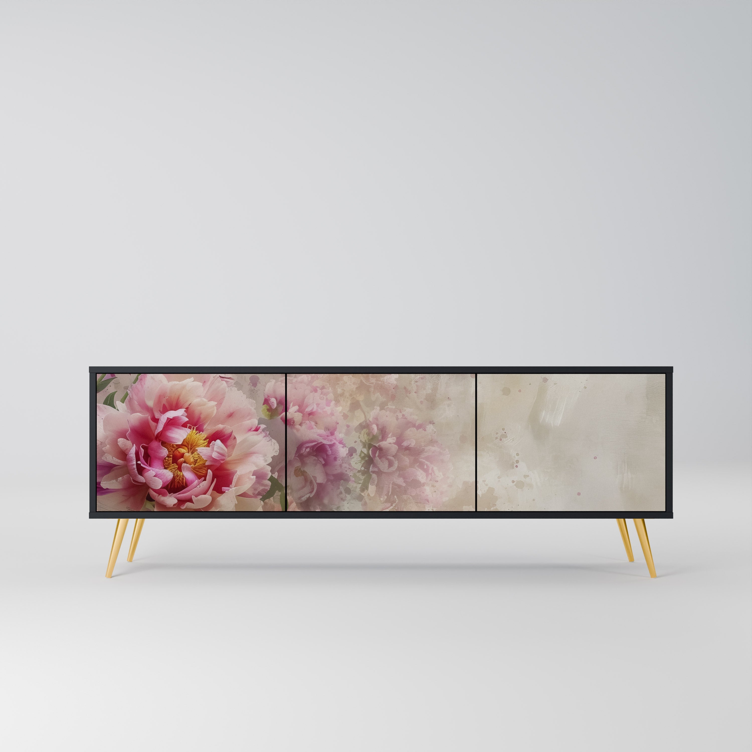 PEONY WHISPER 3-türiger TV-Ständer in Schwarz