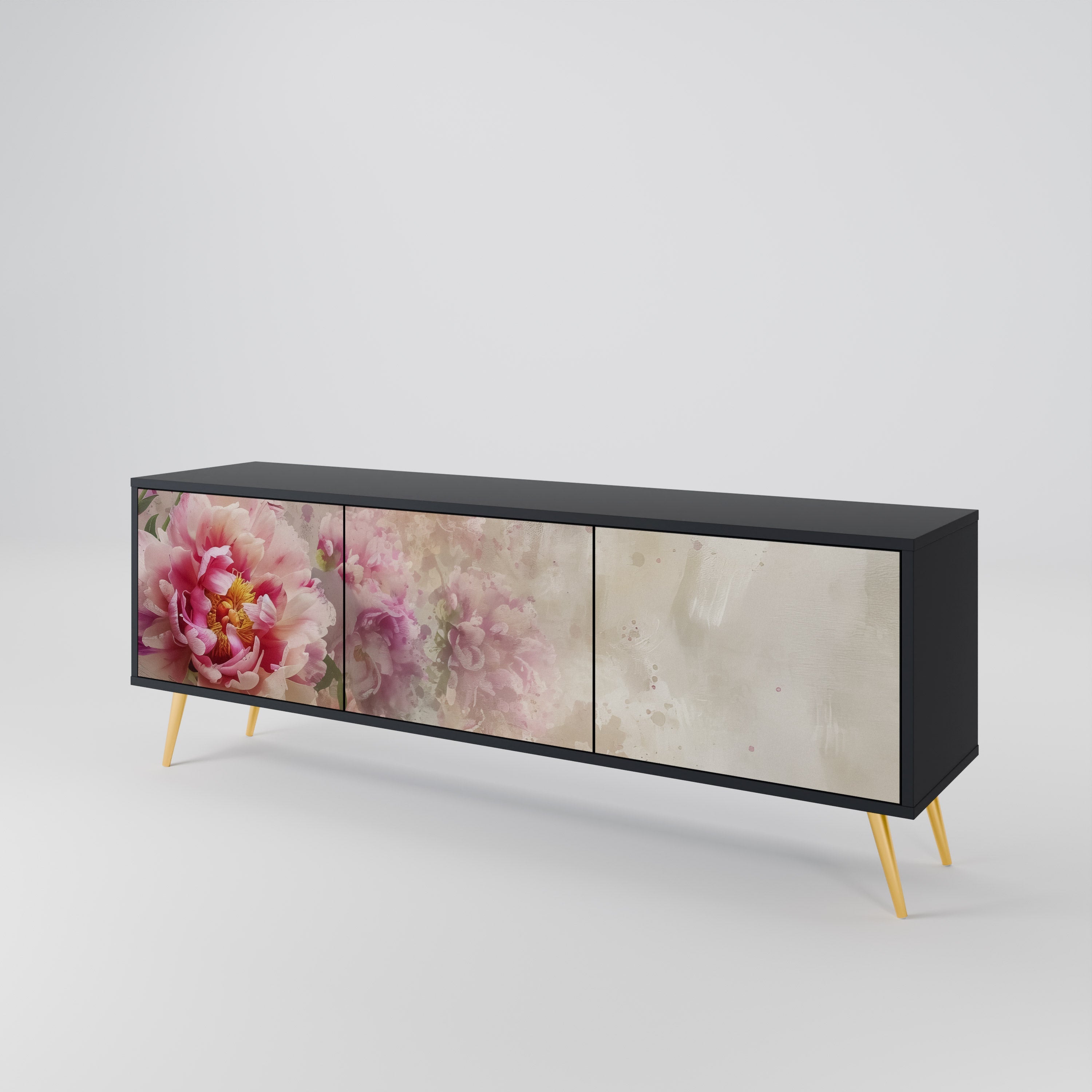 PEONY WHISPER 3-türiger TV-Ständer in Schwarz