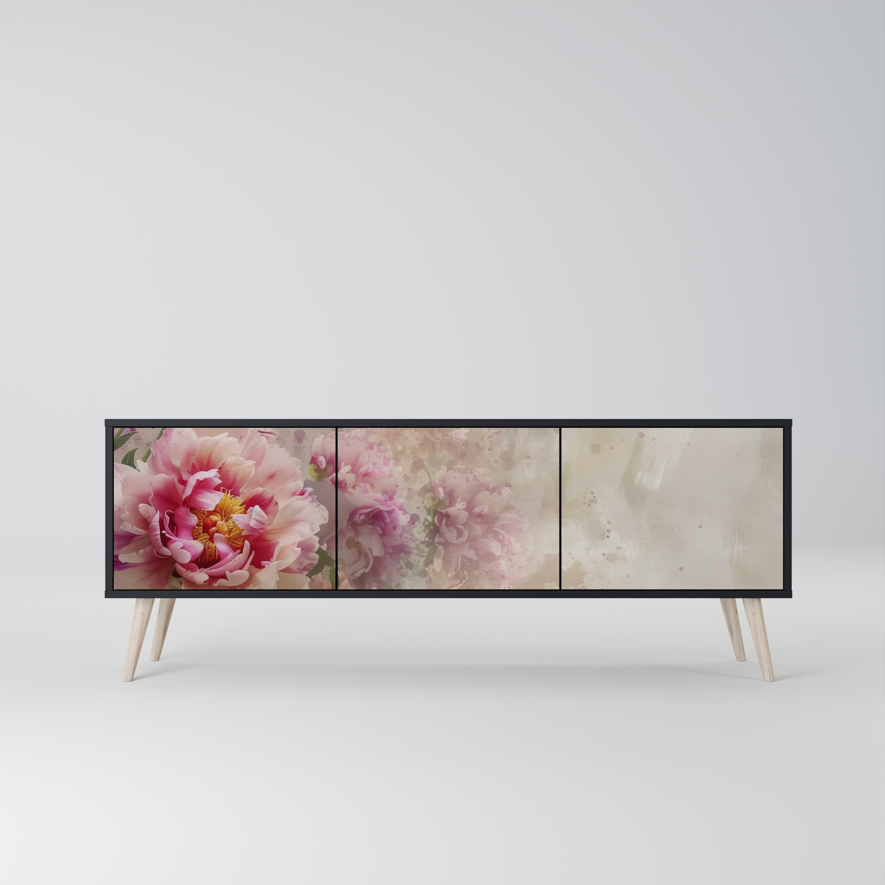 PEONY WHISPER 3-türiger TV-Ständer in Schwarz